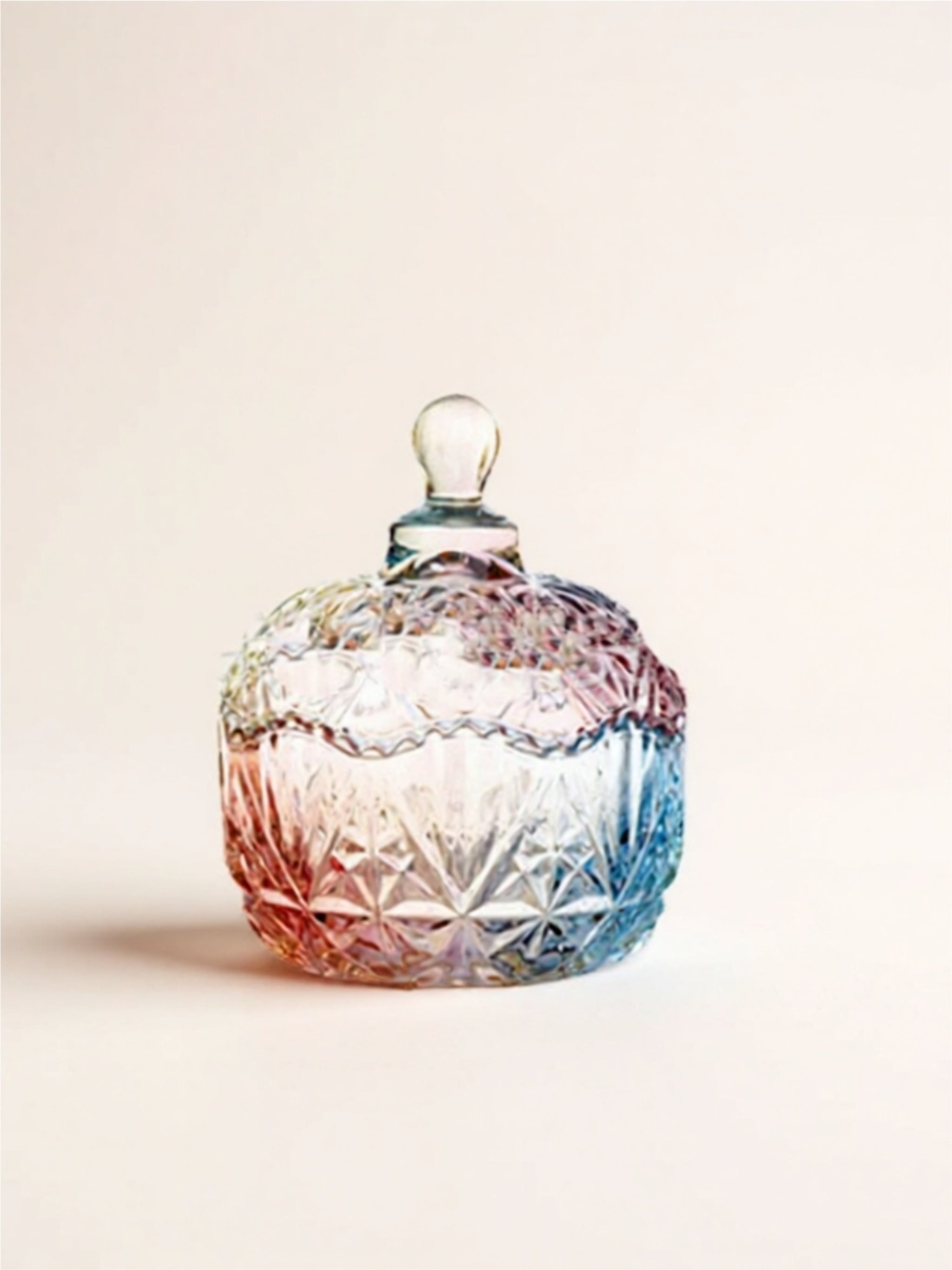 Iridescent Glass Candy Jar with Lid