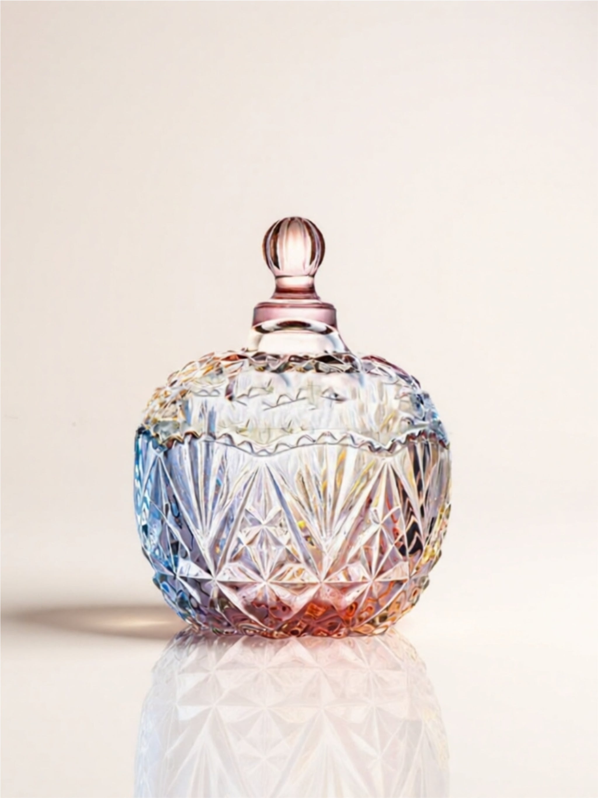 Iridescent Glass Candy Jar with Lid