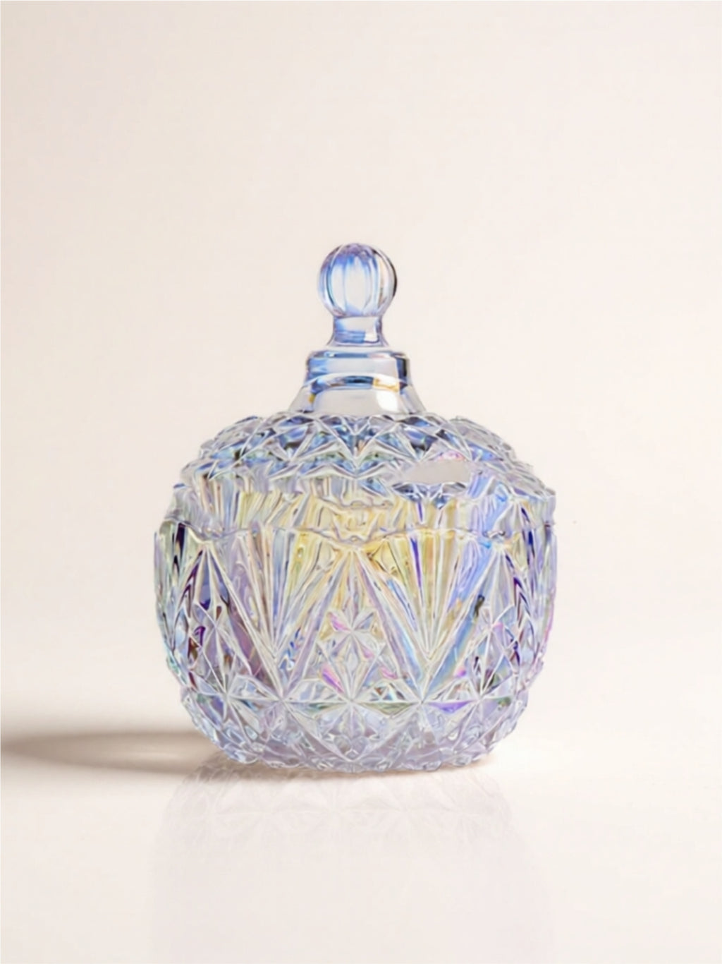 Iridescent Glass Candy Jar with Lid