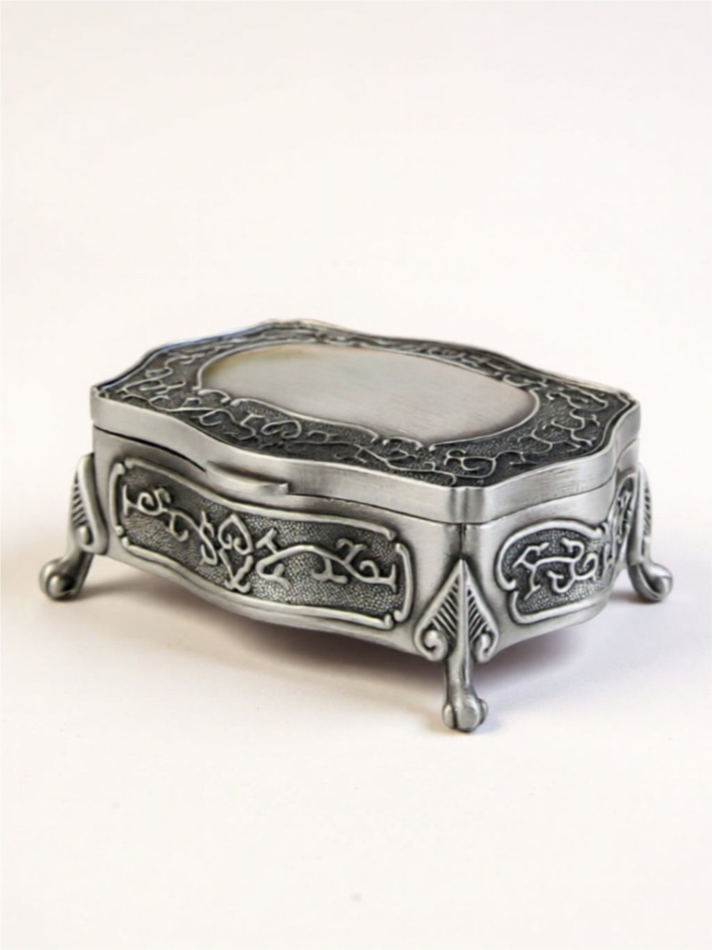 Vintage Ornate Metal Jewelry Box