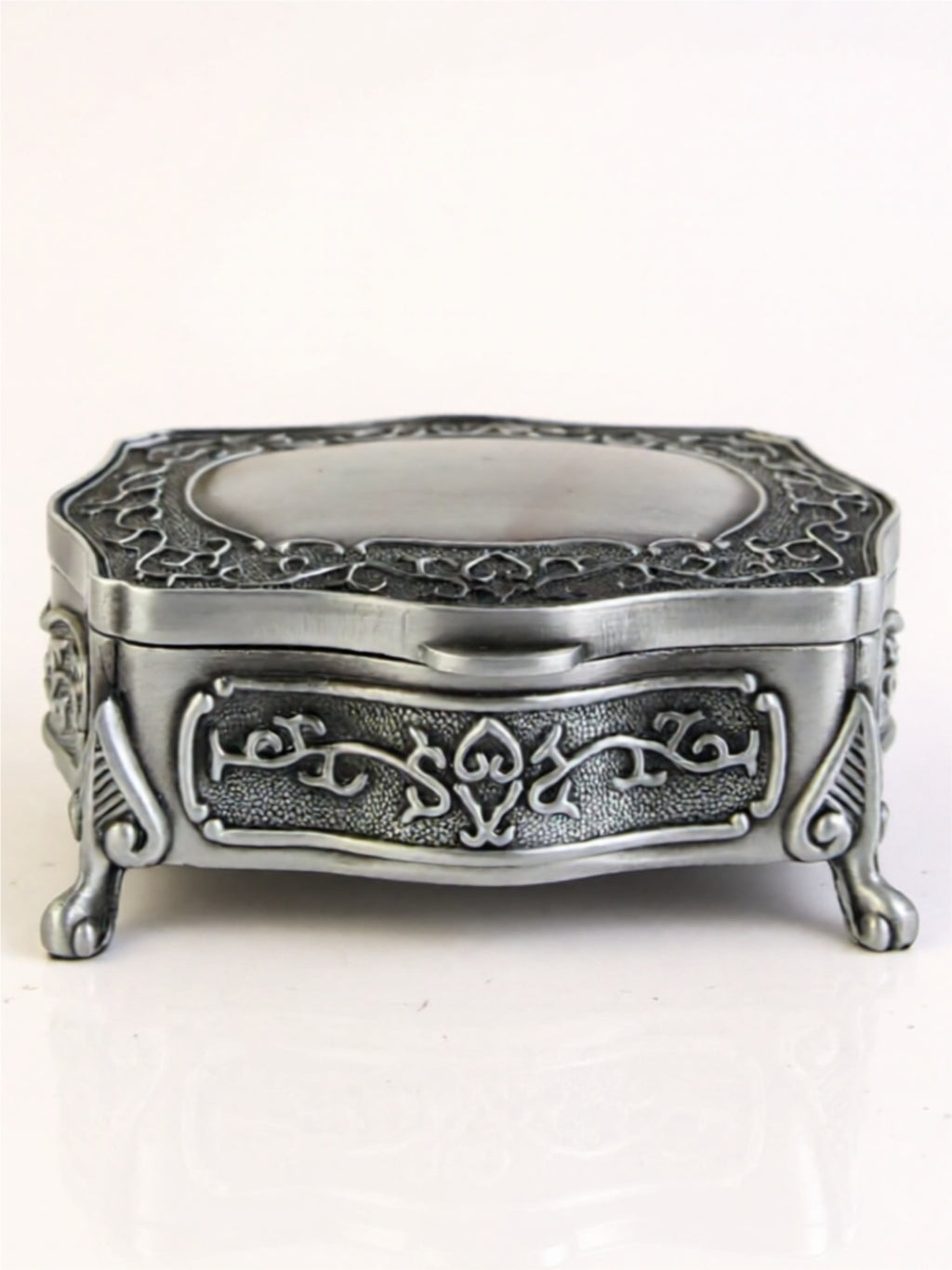 Vintage Ornate Metal Jewelry Box