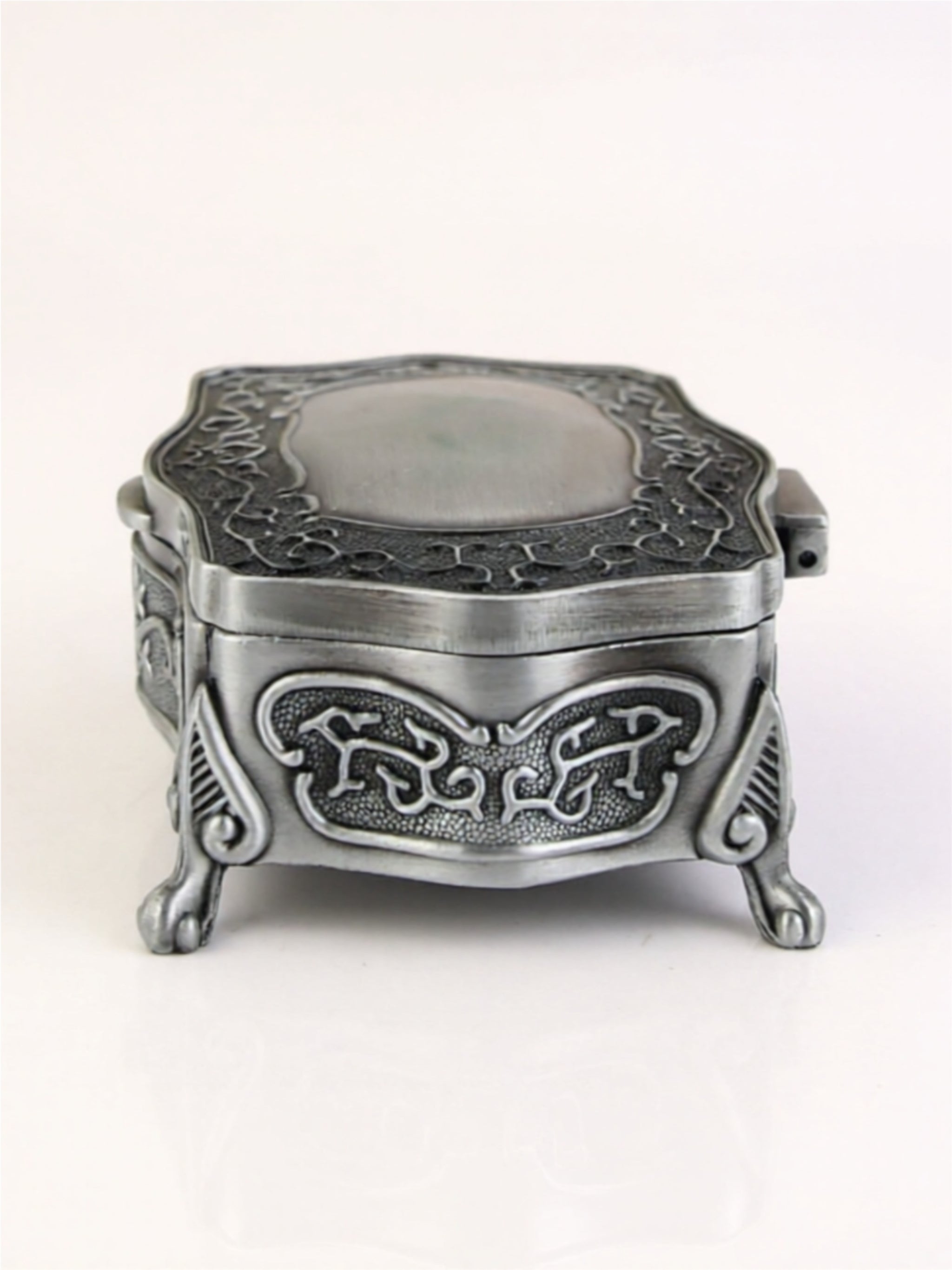 Vintage Ornate Metal Jewelry Box