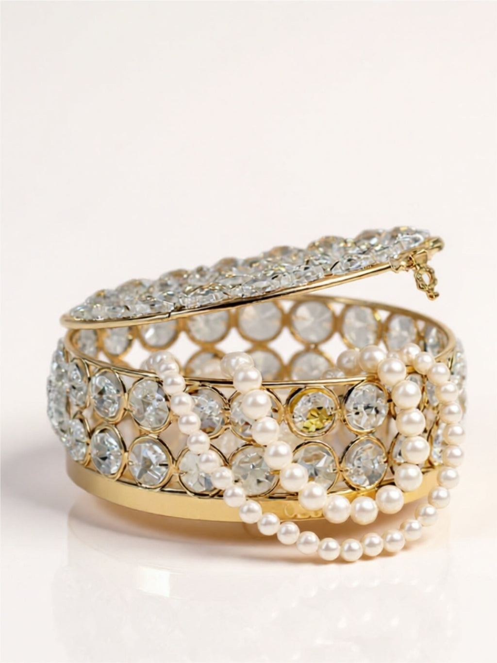French Gold Crystal-Embellished Jewelry Box