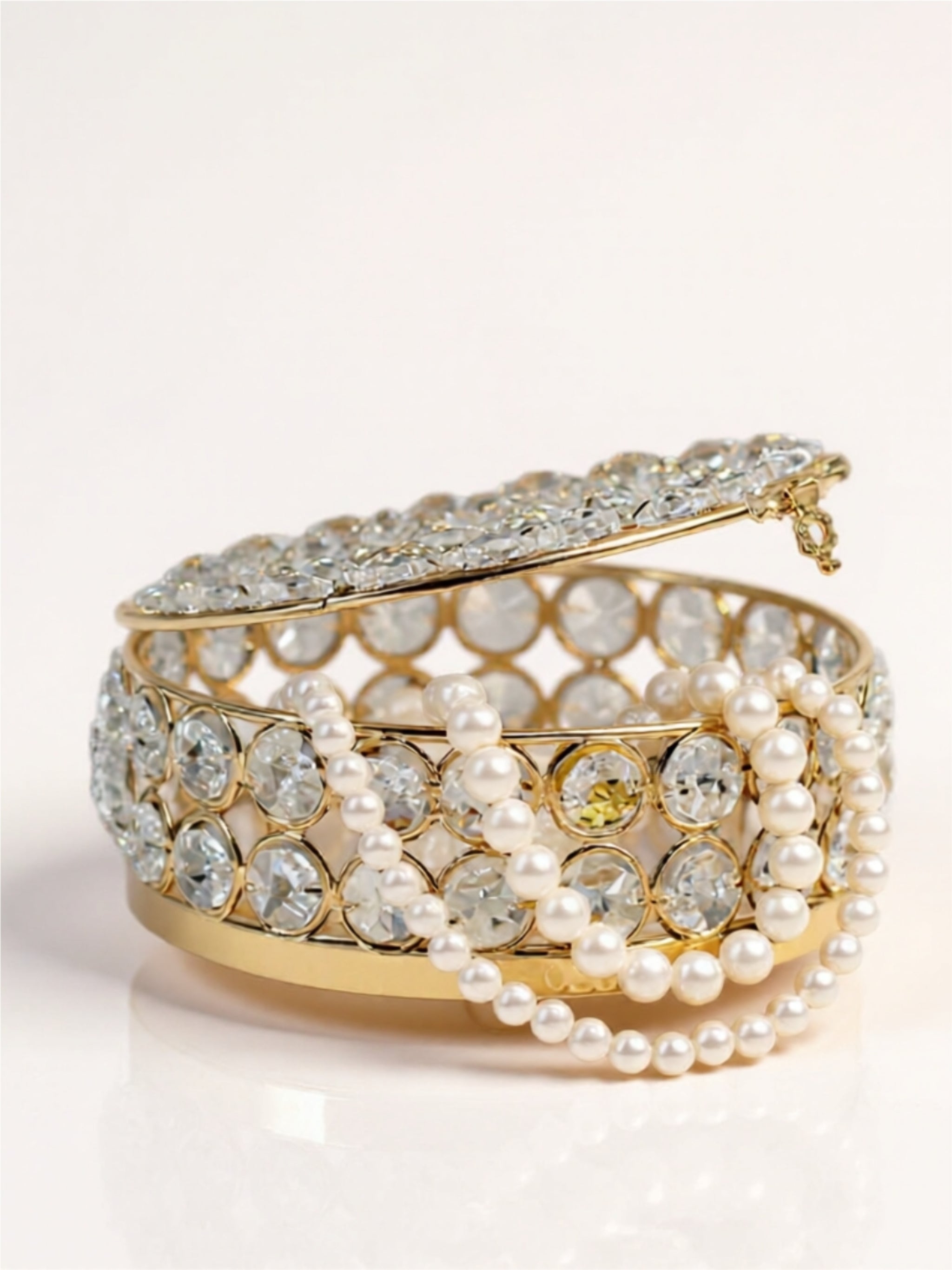 French Gold Crystal-Embellished Jewelry Box