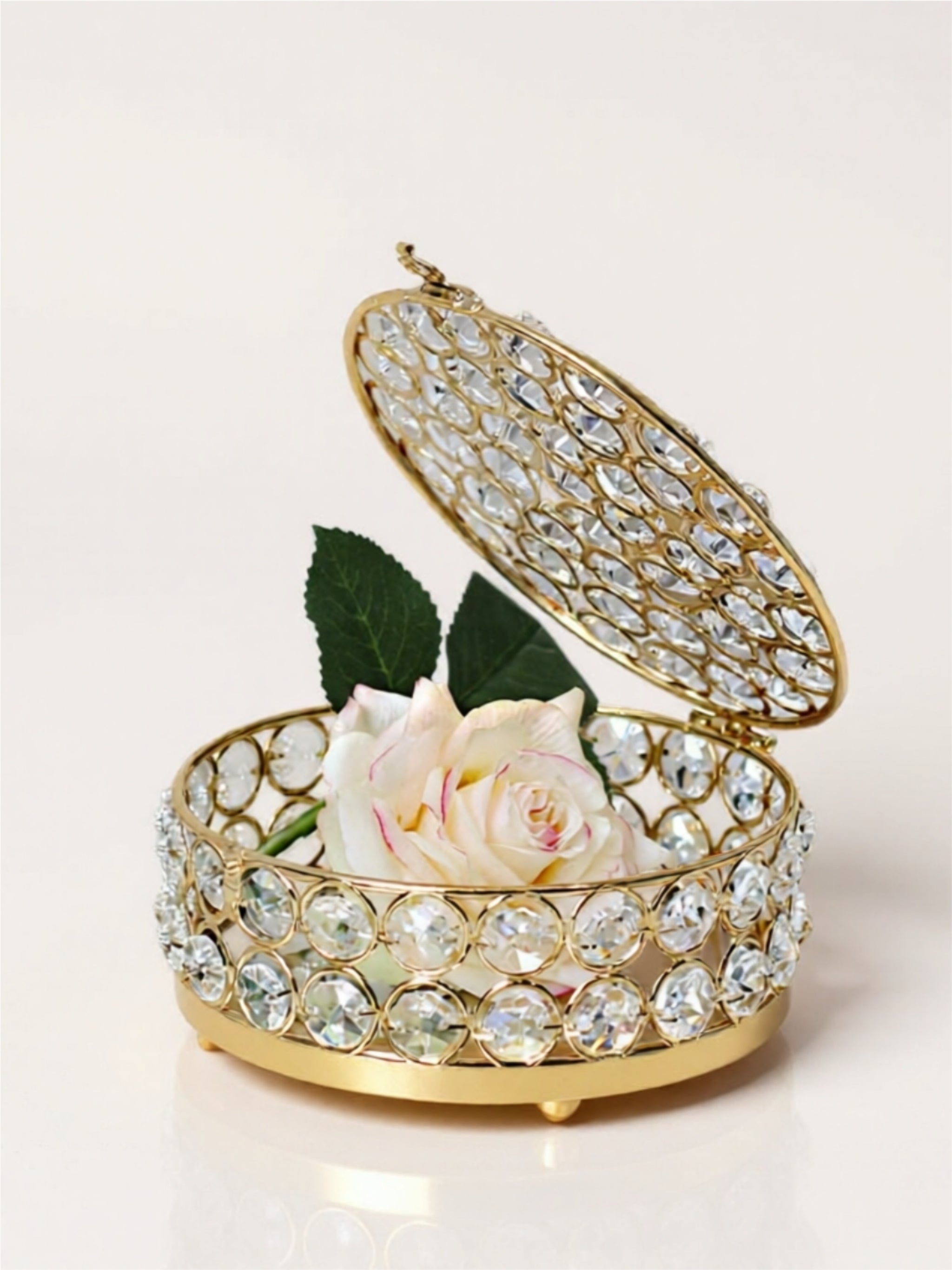 French Gold Crystal-Embellished Jewelry Box