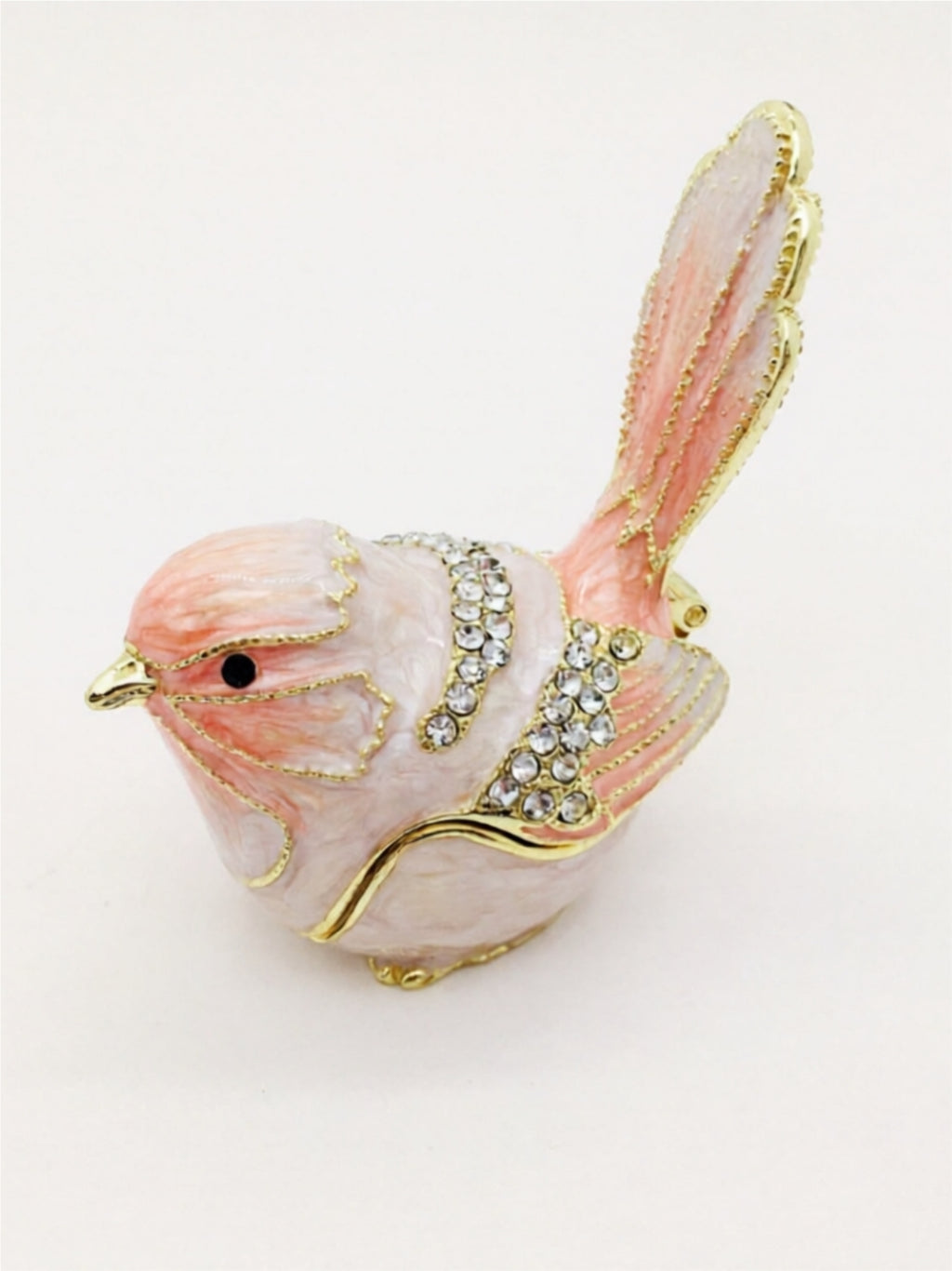 Handcrafted Jewelry Box – Enamel Bird & Owl Design with Crystal Accents