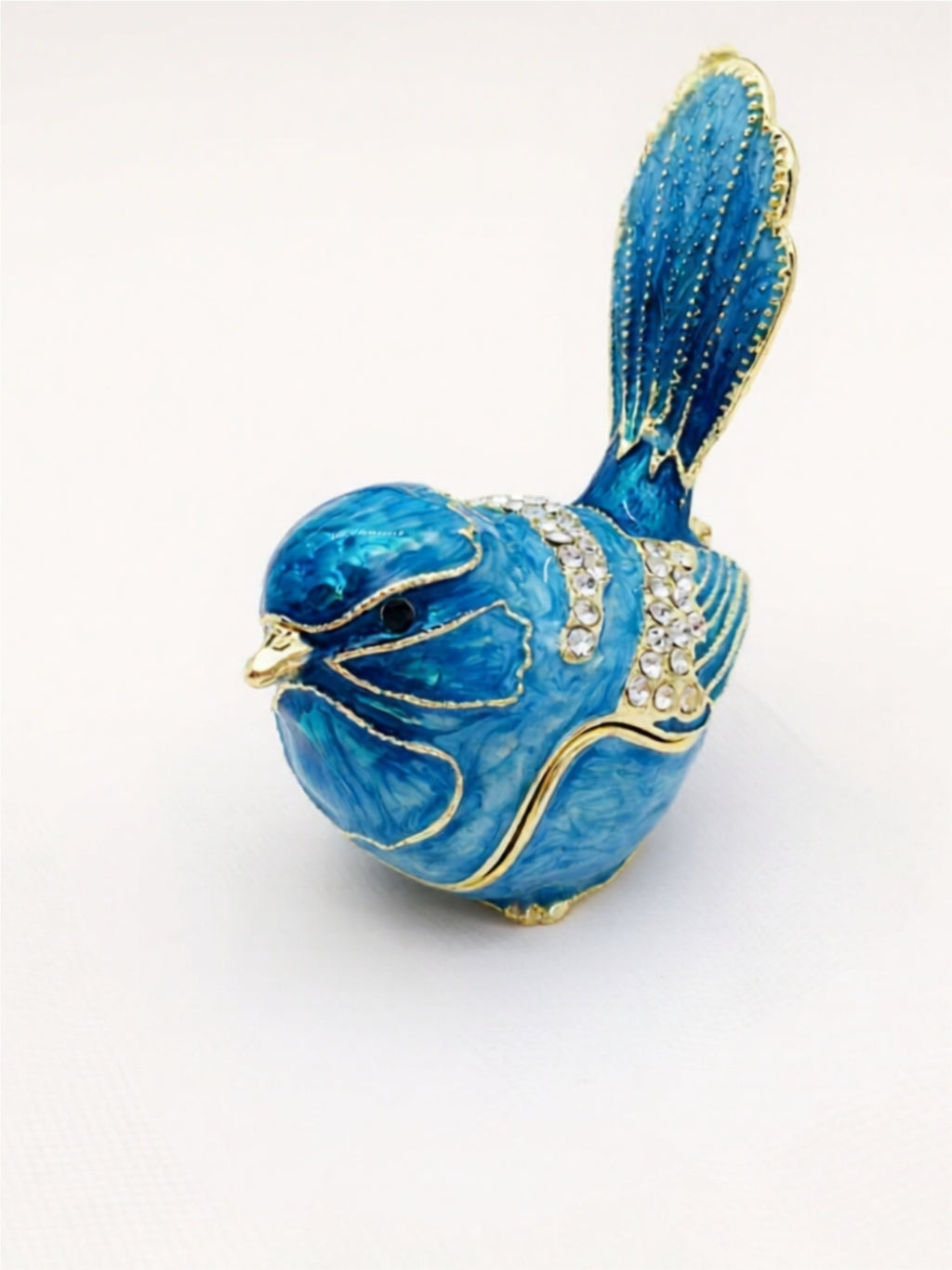 Handcrafted Jewelry Box – Enamel Bird & Owl Design with Crystal Accents