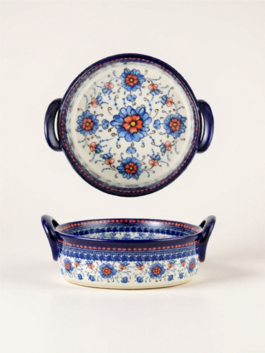 Handcrafted Porcelain Serving Trays with Floral Design