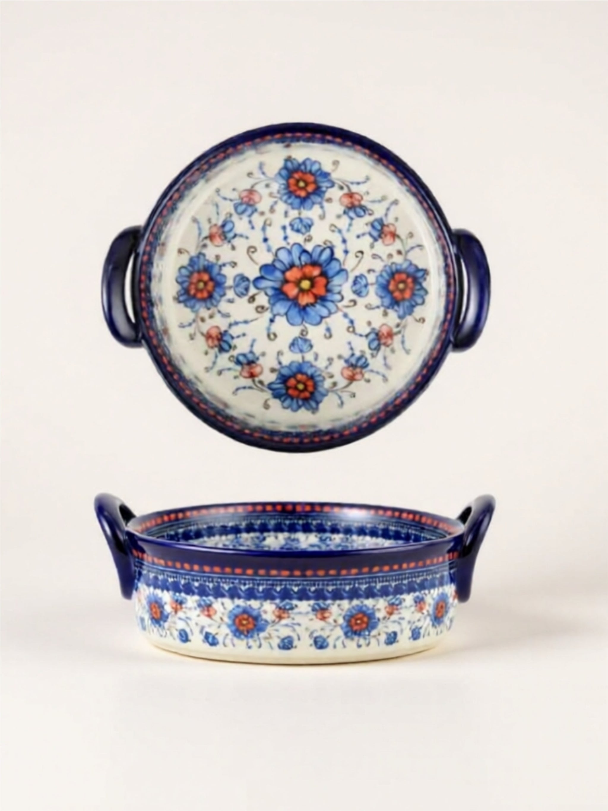 Handcrafted Porcelain Serving Trays with Floral Design