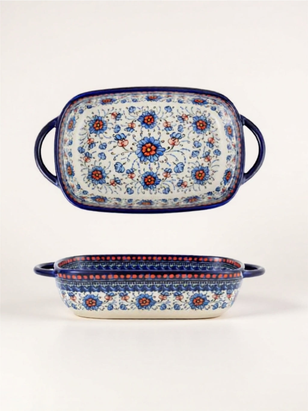 Handcrafted Porcelain Serving Trays with Floral Design