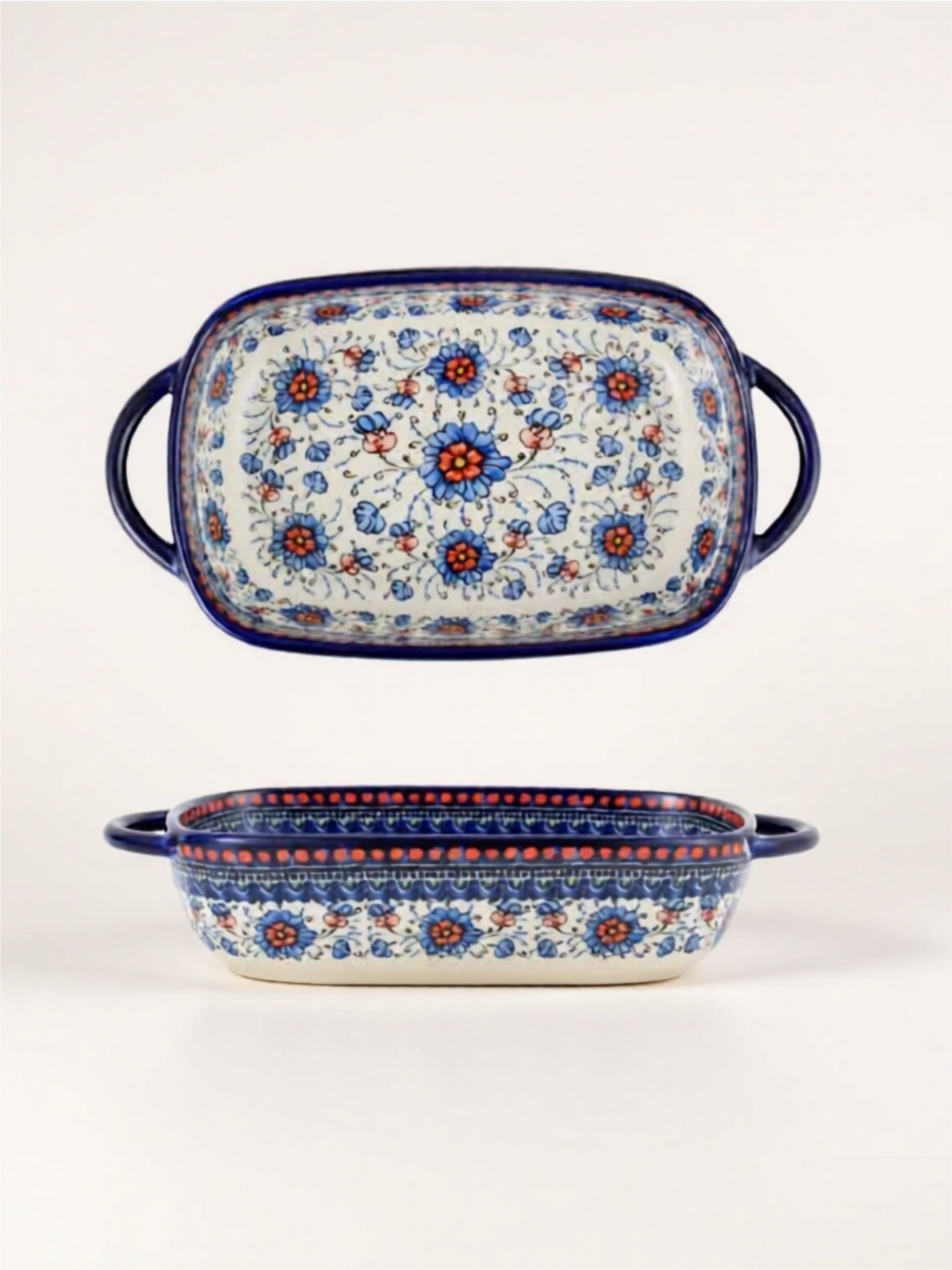 Handcrafted Porcelain Serving Trays with Floral Design