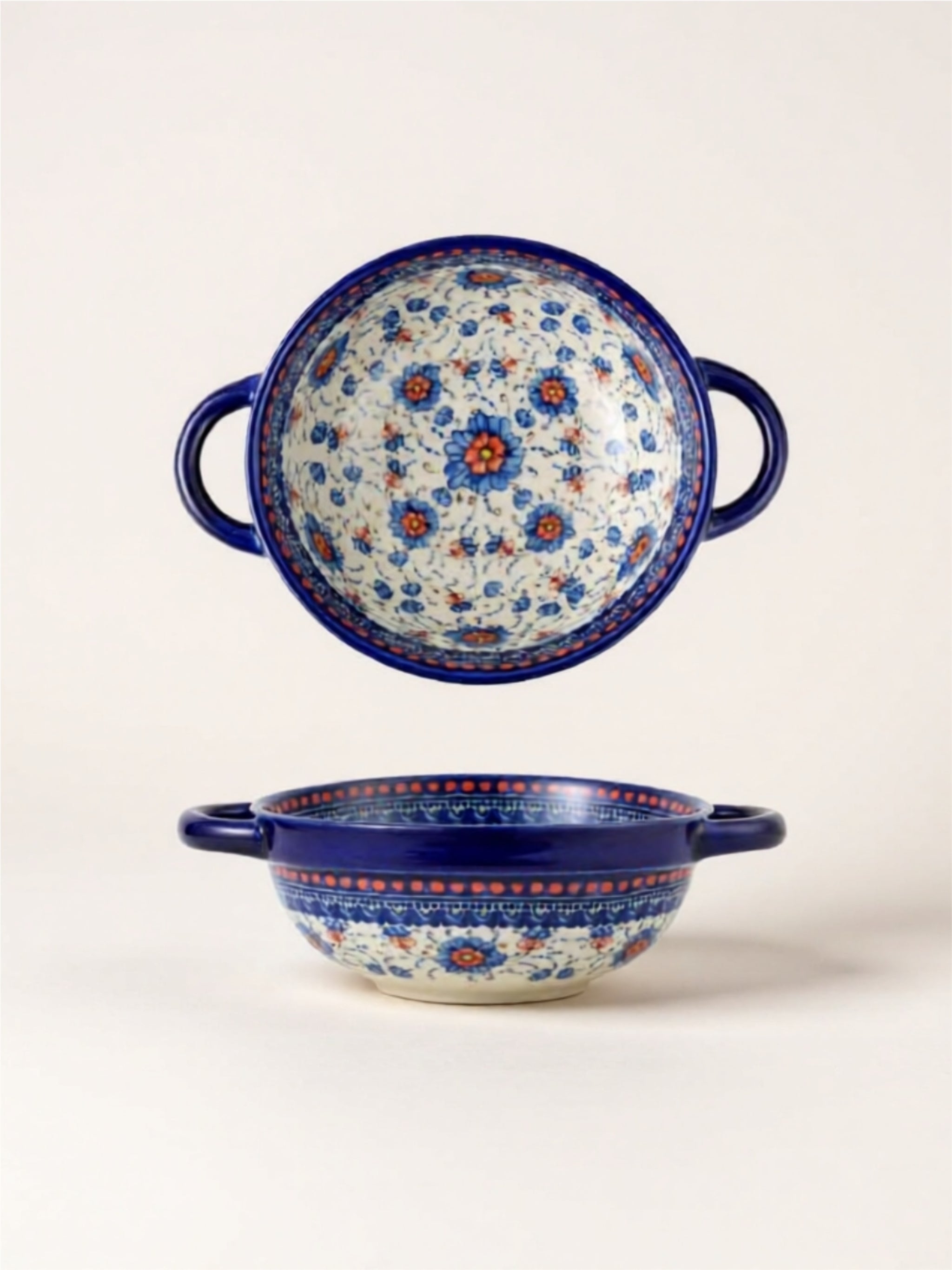 Handcrafted Porcelain Serving Trays with Floral Design