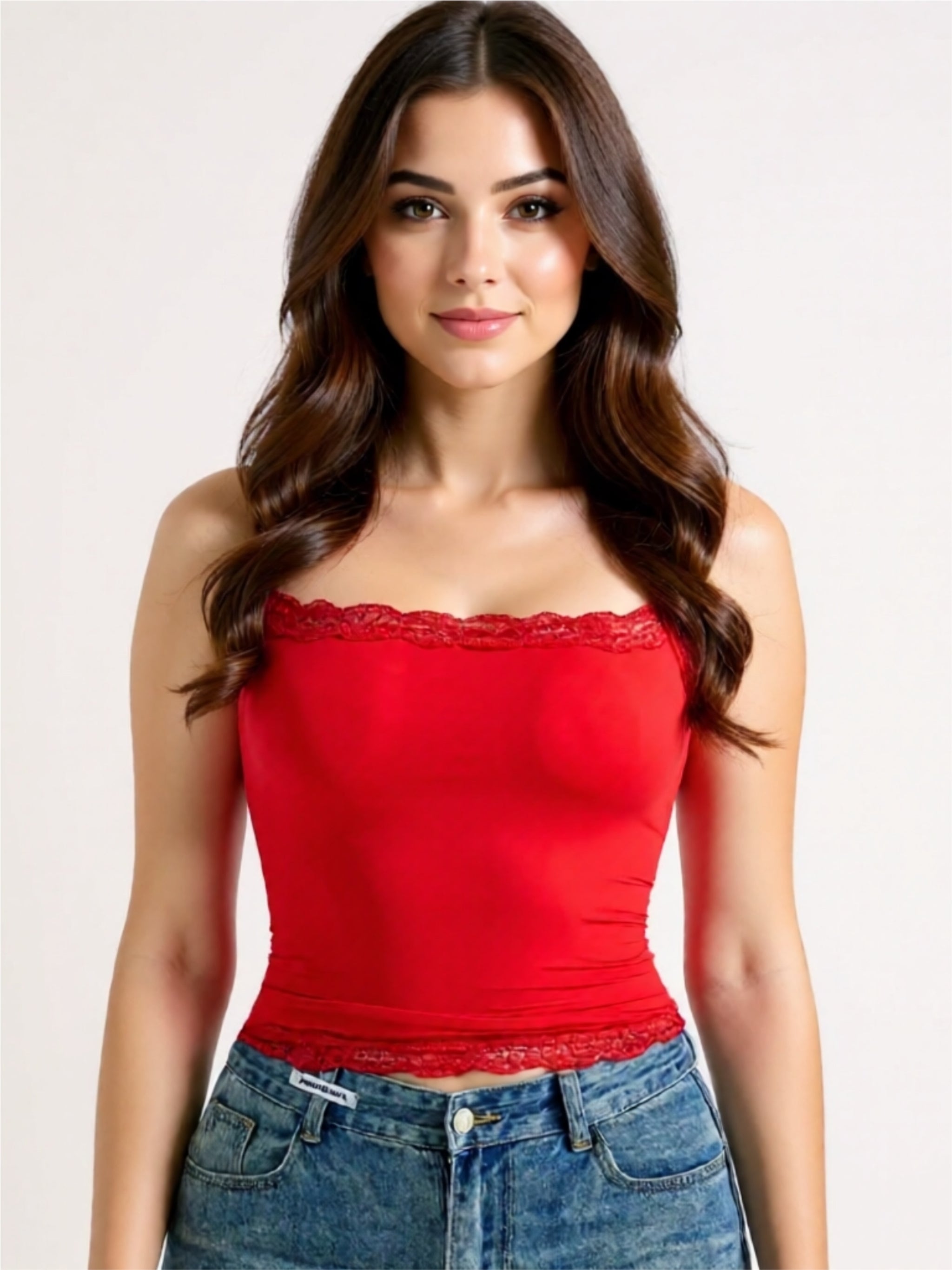 Lace Trim Camisole Crop Top