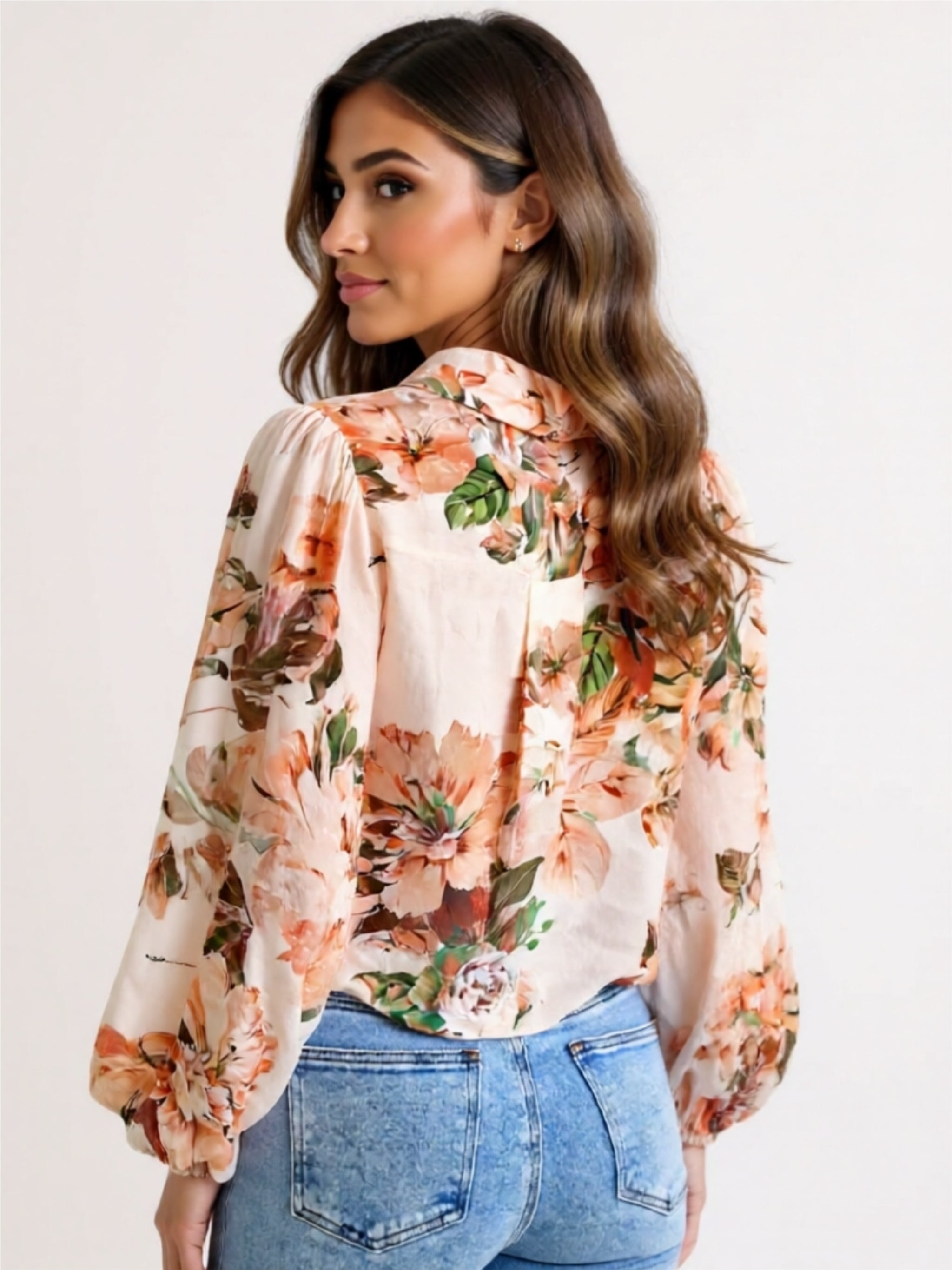 Button-Up Floral Print Blouse