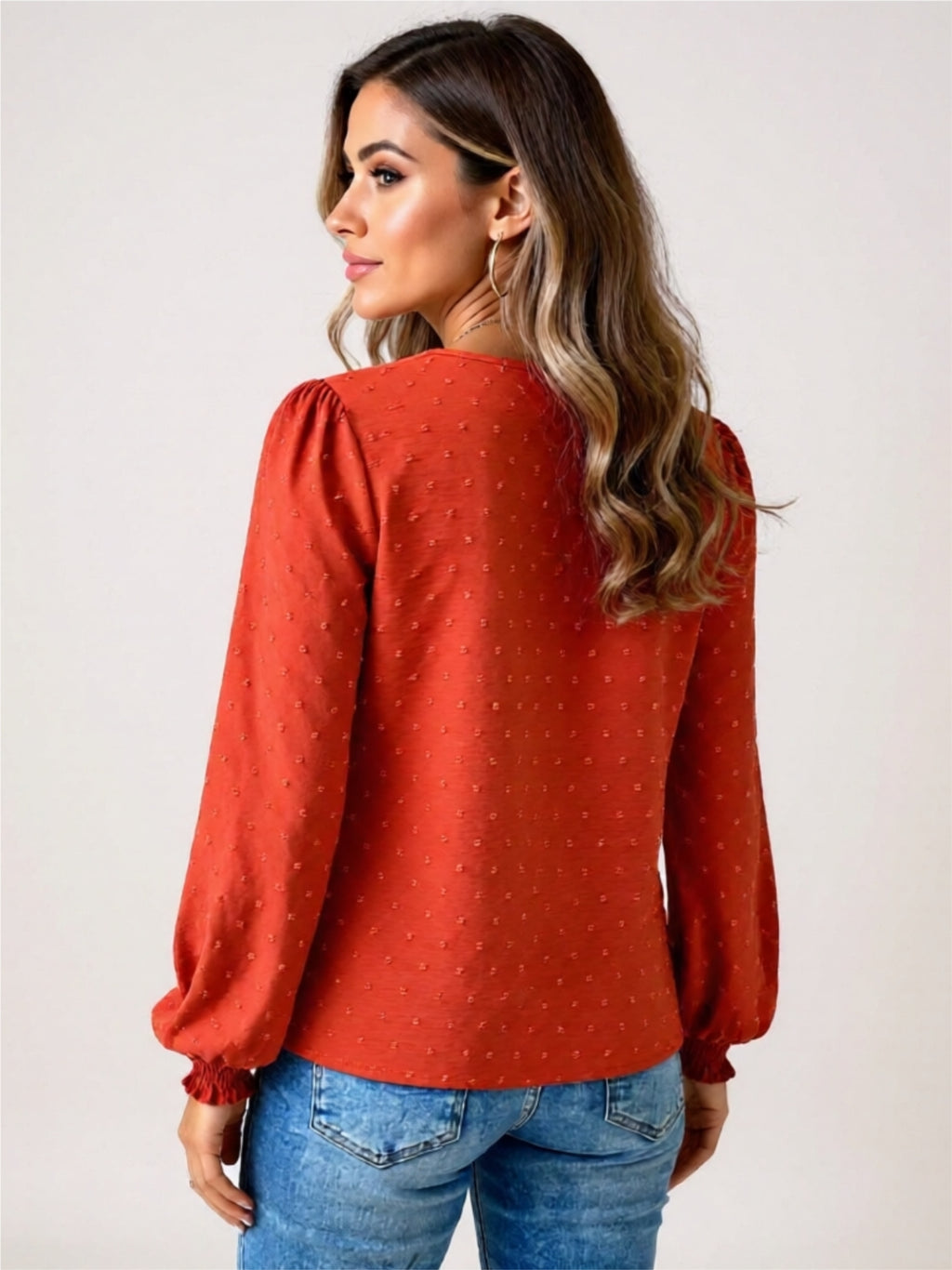 Long Sleeve Lace Detail Blouse