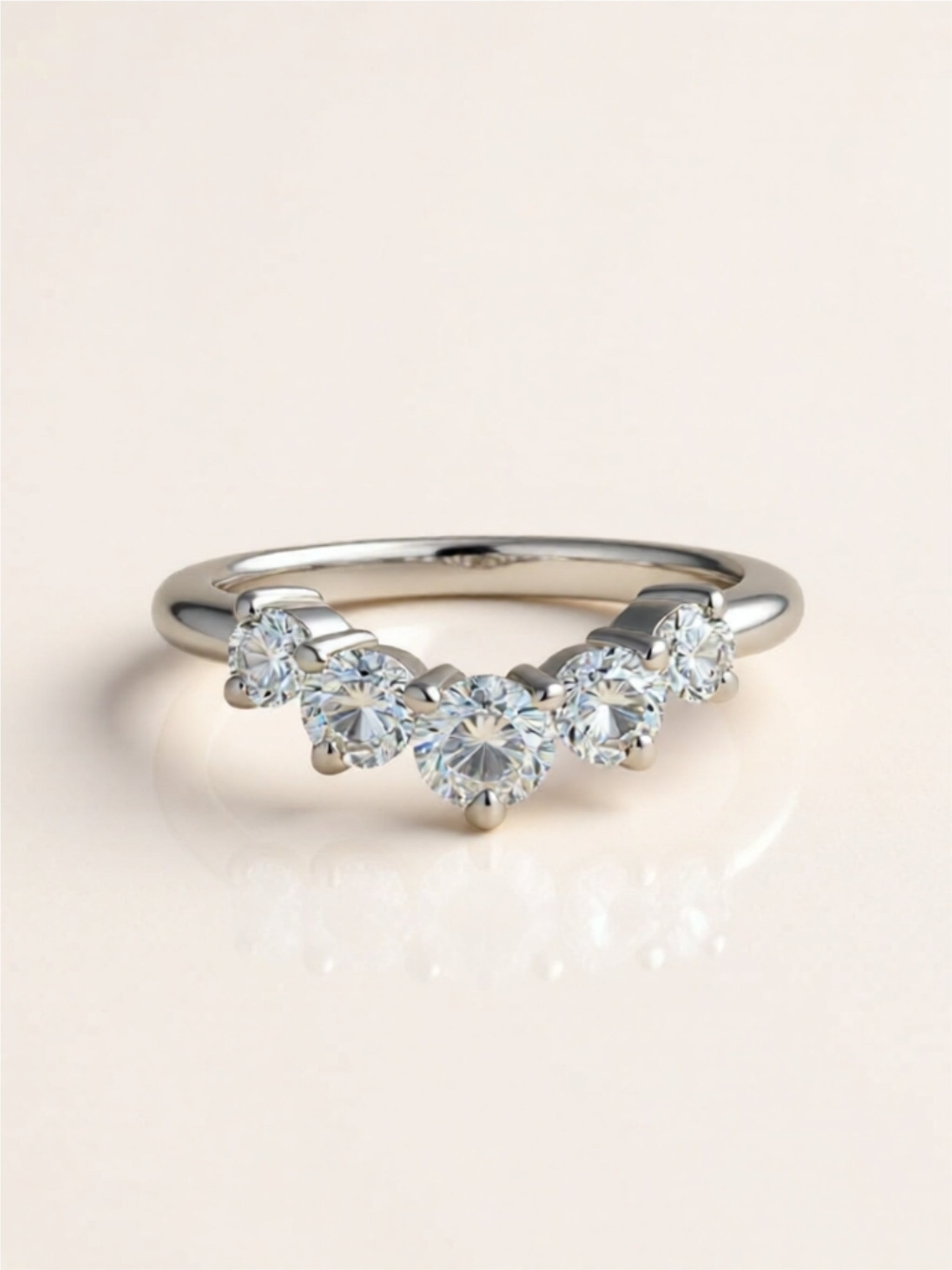 Five-Stone Moissanite Chevron Ring | 925 Sterling Silver