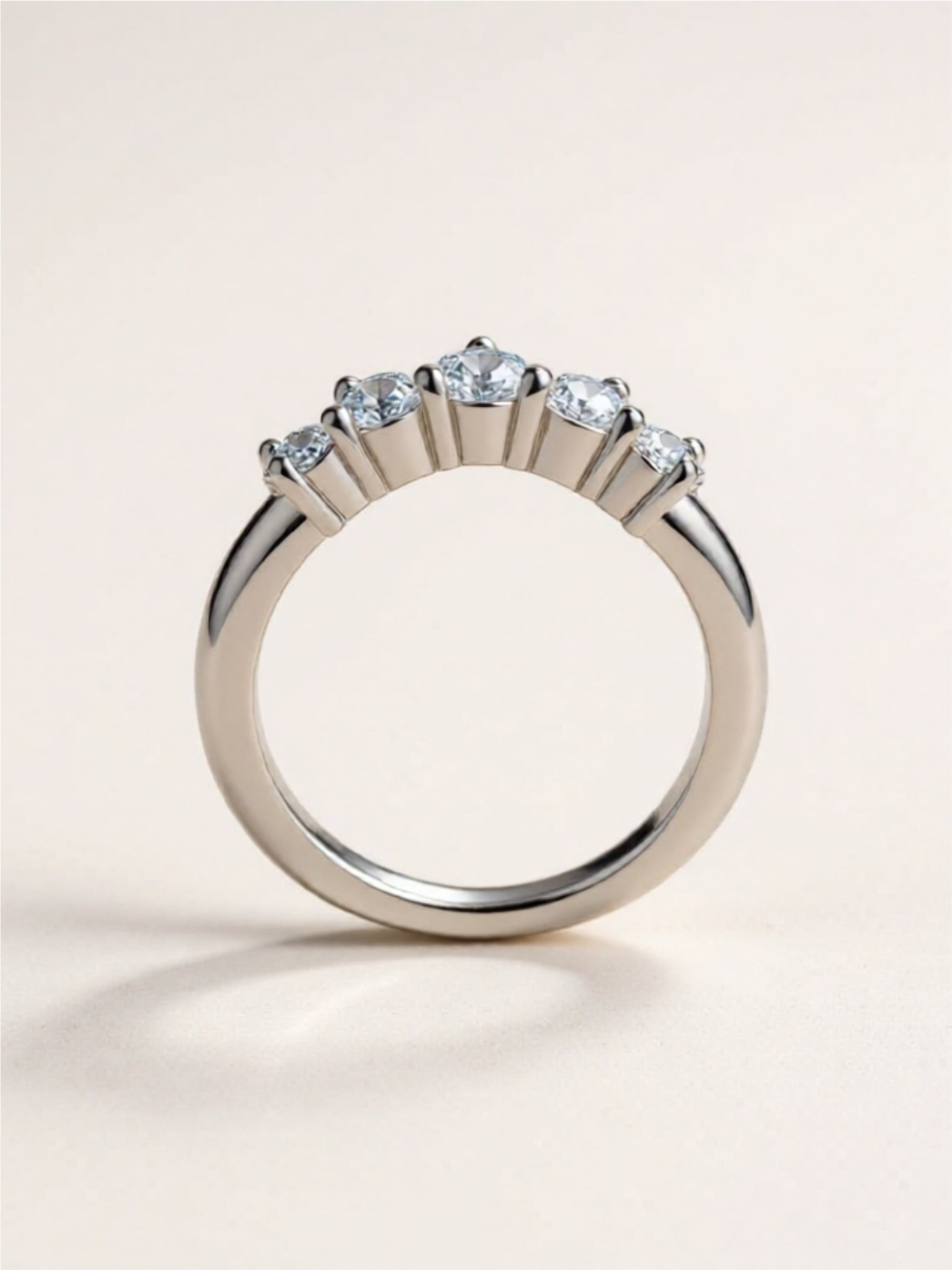 Five-Stone Moissanite Chevron Ring | 925 Sterling Silver