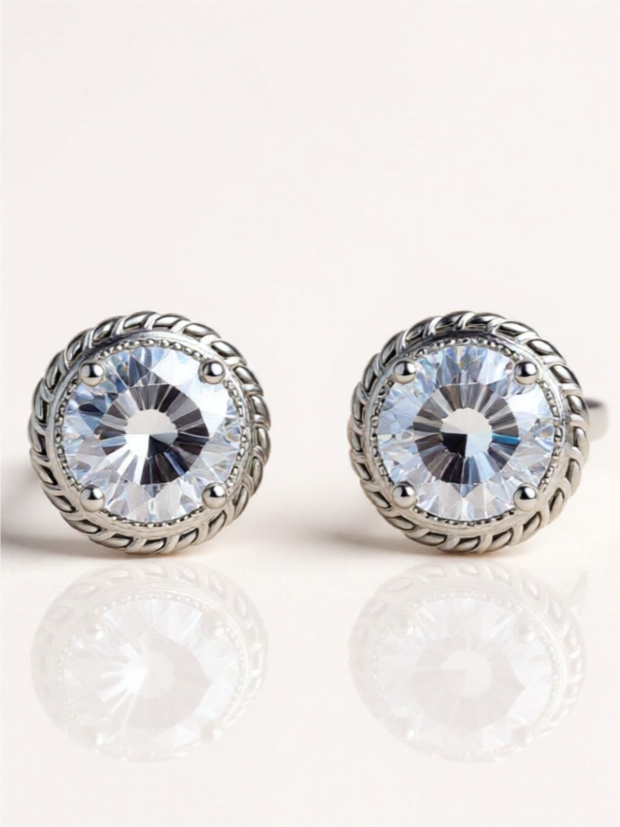 Round Moissanite Stud Earrings | Sterling Silver