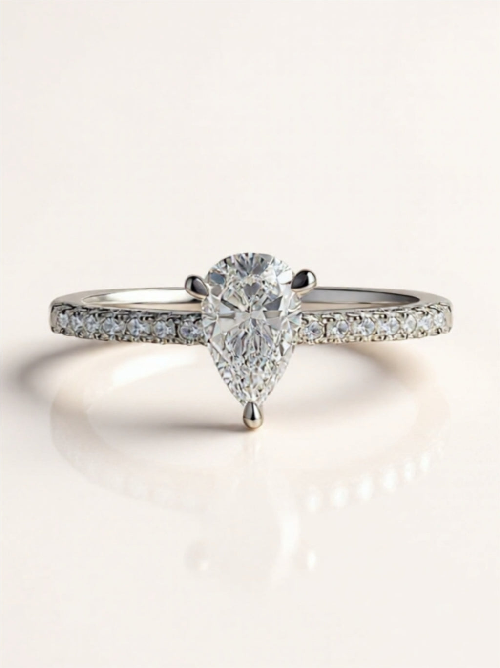 Pear-Shaped Moissanite Engagement Ring | Sterling Silver