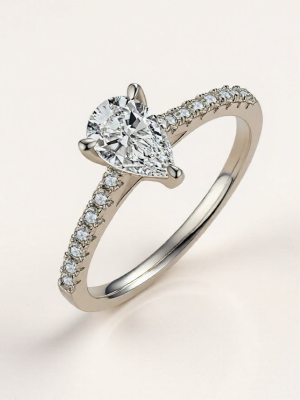 Pear-Shaped Moissanite Engagement Ring | Sterling Silver