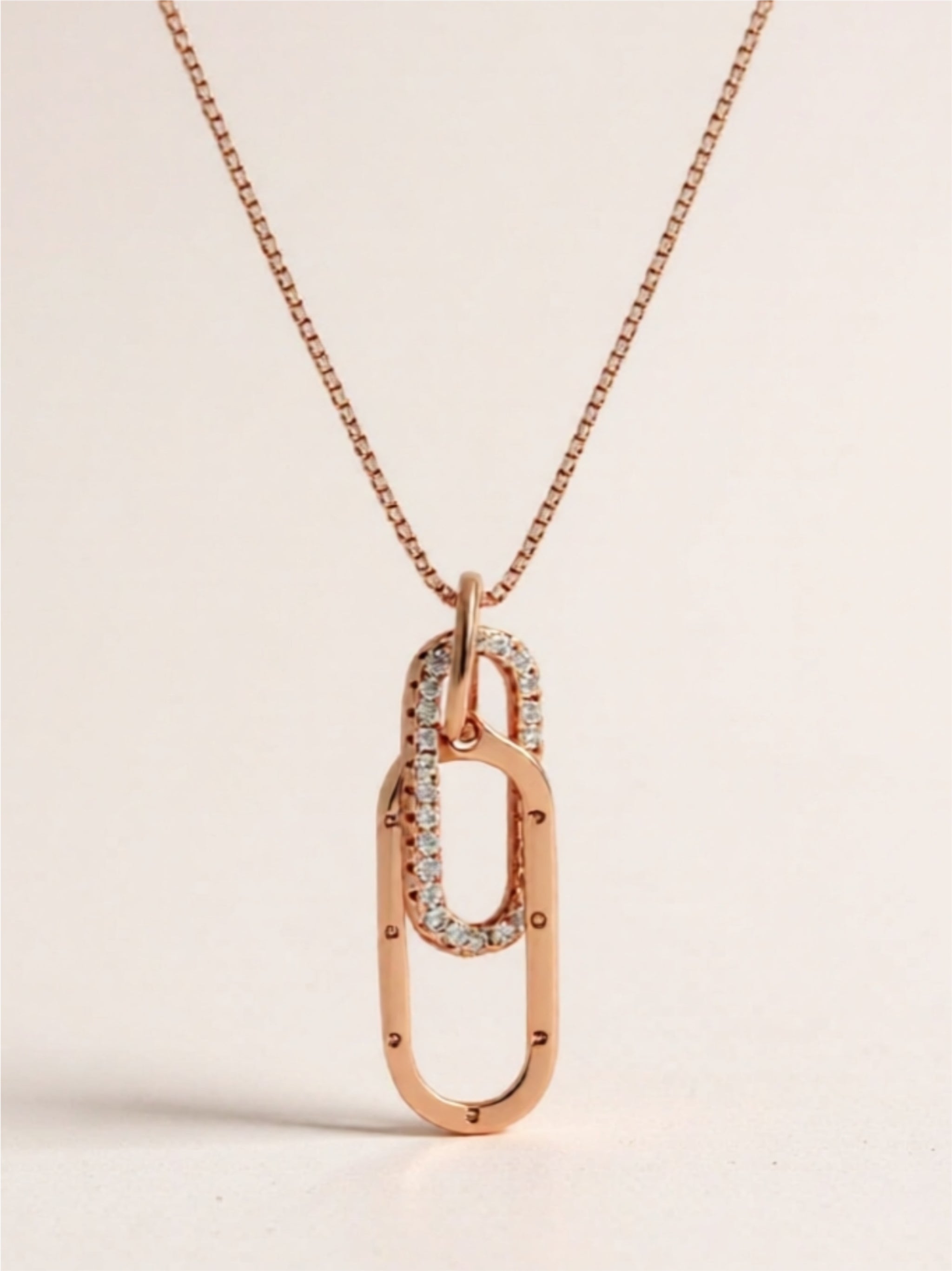 Interlocking Link Pendant Necklace | Sterling Silver, 18K Gold & Rose Gold Plated