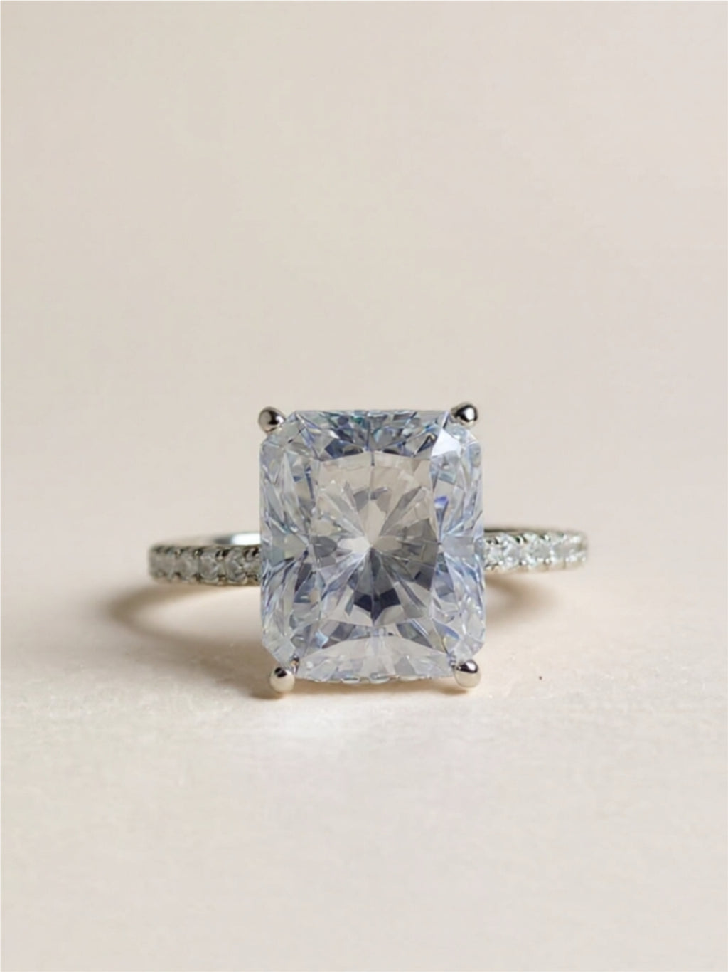 Radiant Cut Moissanite Engagement Ring | 5 Carat Sterling Silver