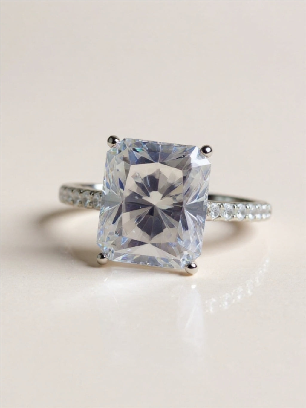 Radiant Cut Moissanite Engagement Ring | 5 Carat Sterling Silver