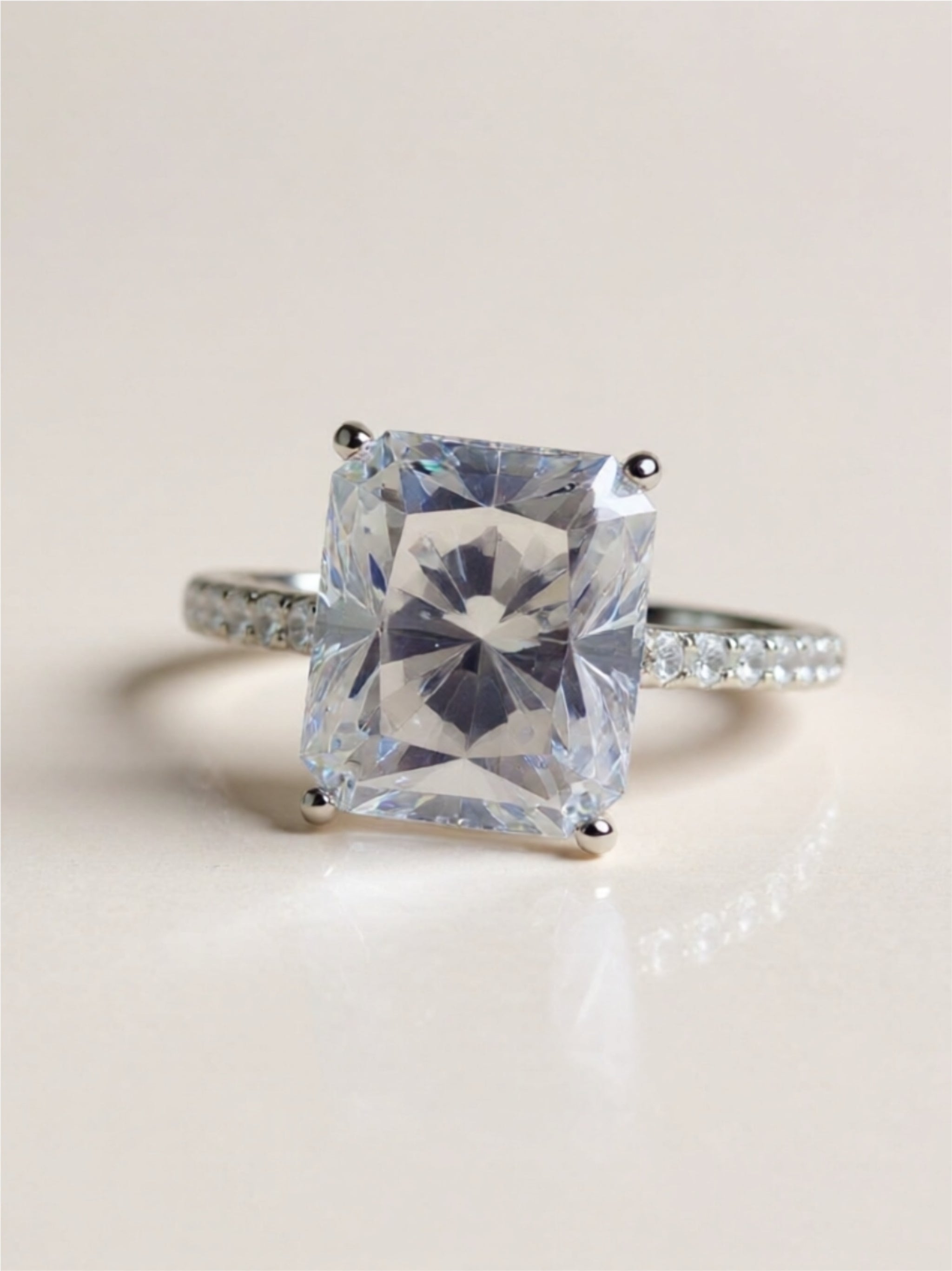 Radiant Cut Moissanite Engagement Ring | 5 Carat Sterling Silver
