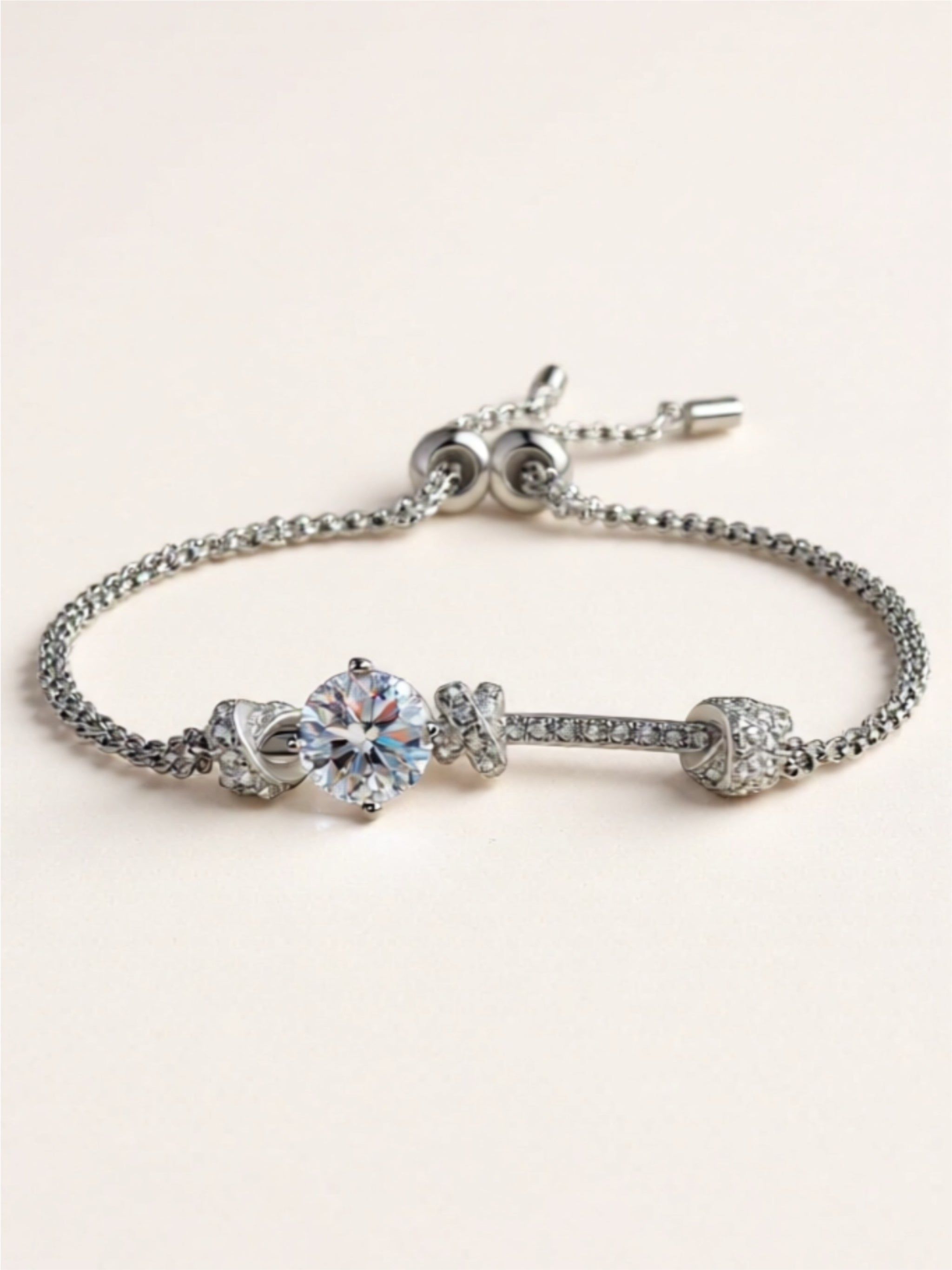 2 Carat Moissanite Adjustable Bracelet – Sterling Silver