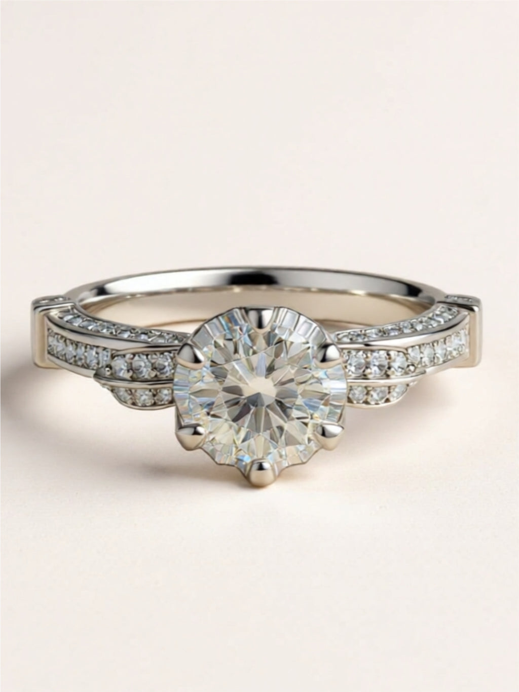 Moissanite Engagement Ring – Sterling Silver