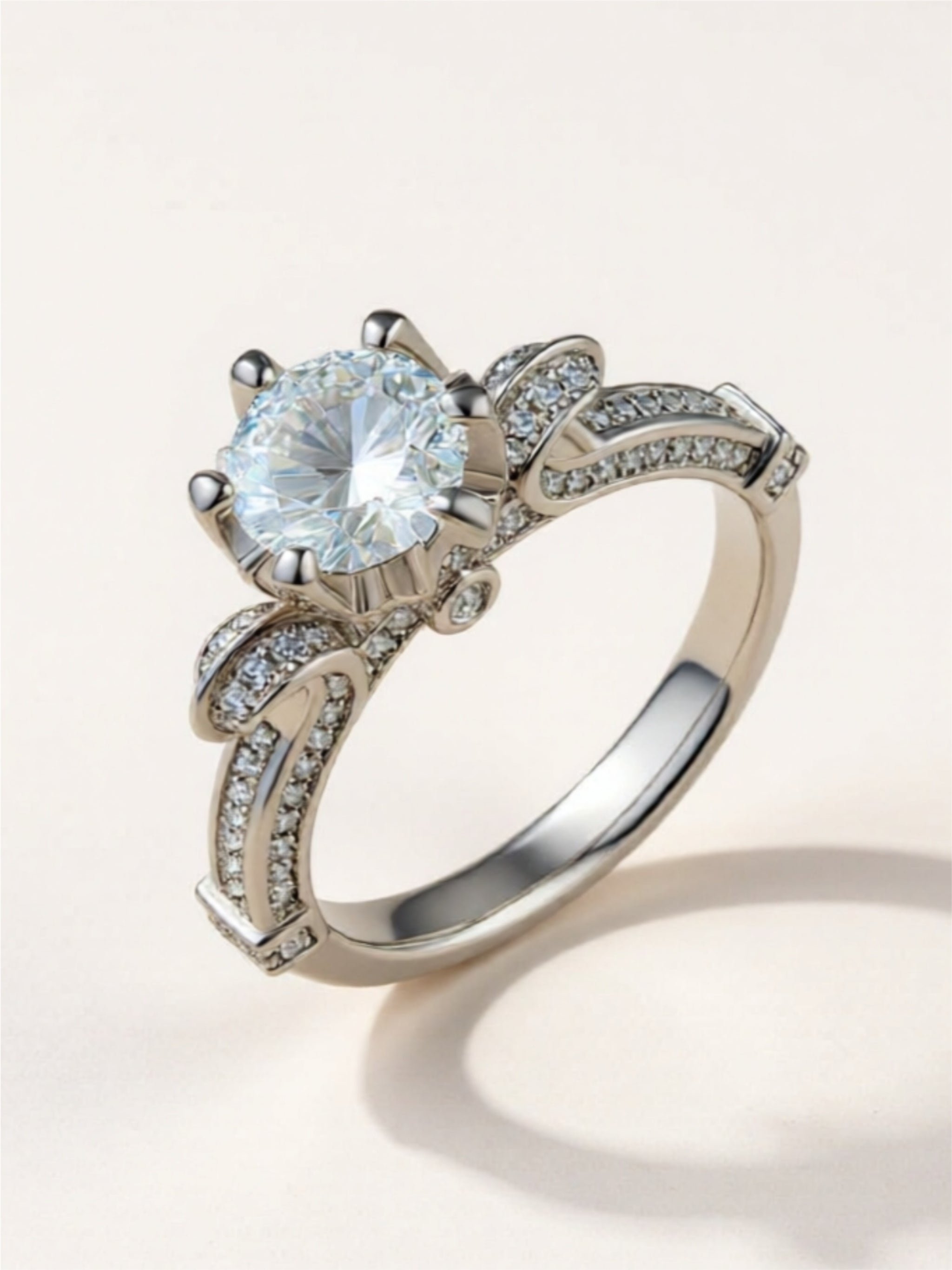 Moissanite Engagement Ring – Sterling Silver