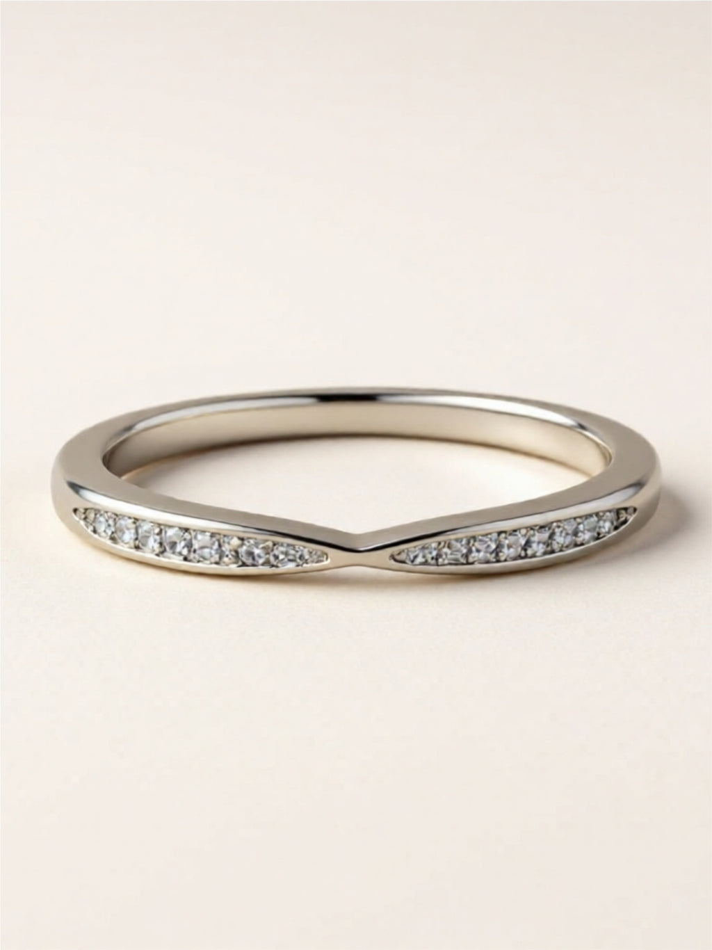 Moissanite Chevron Band – 925 Sterling Silver