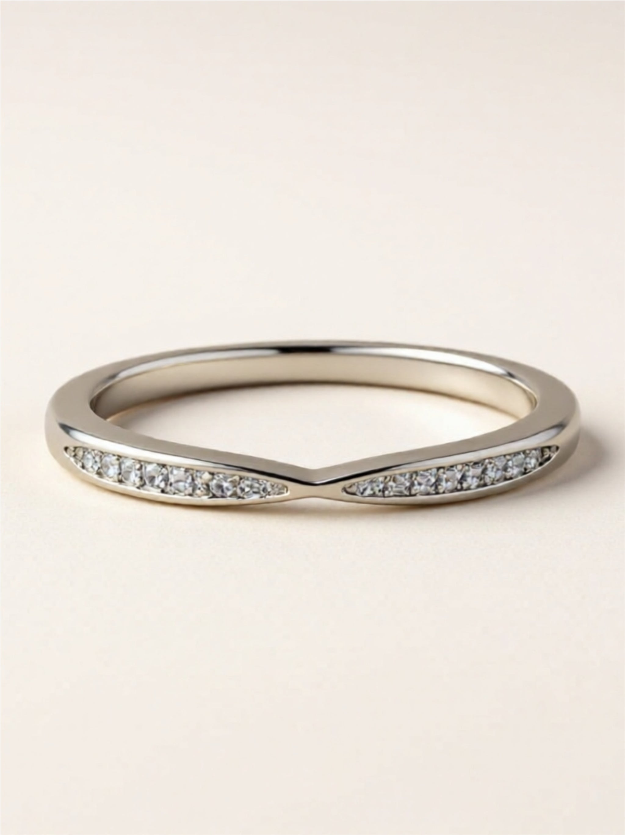 Moissanite Chevron Band – 925 Sterling Silver