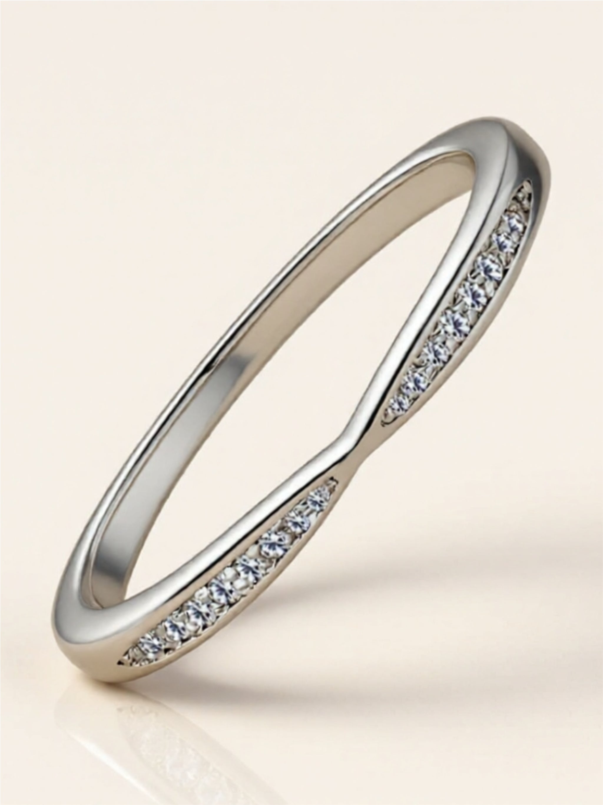 Moissanite Chevron Band – 925 Sterling Silver