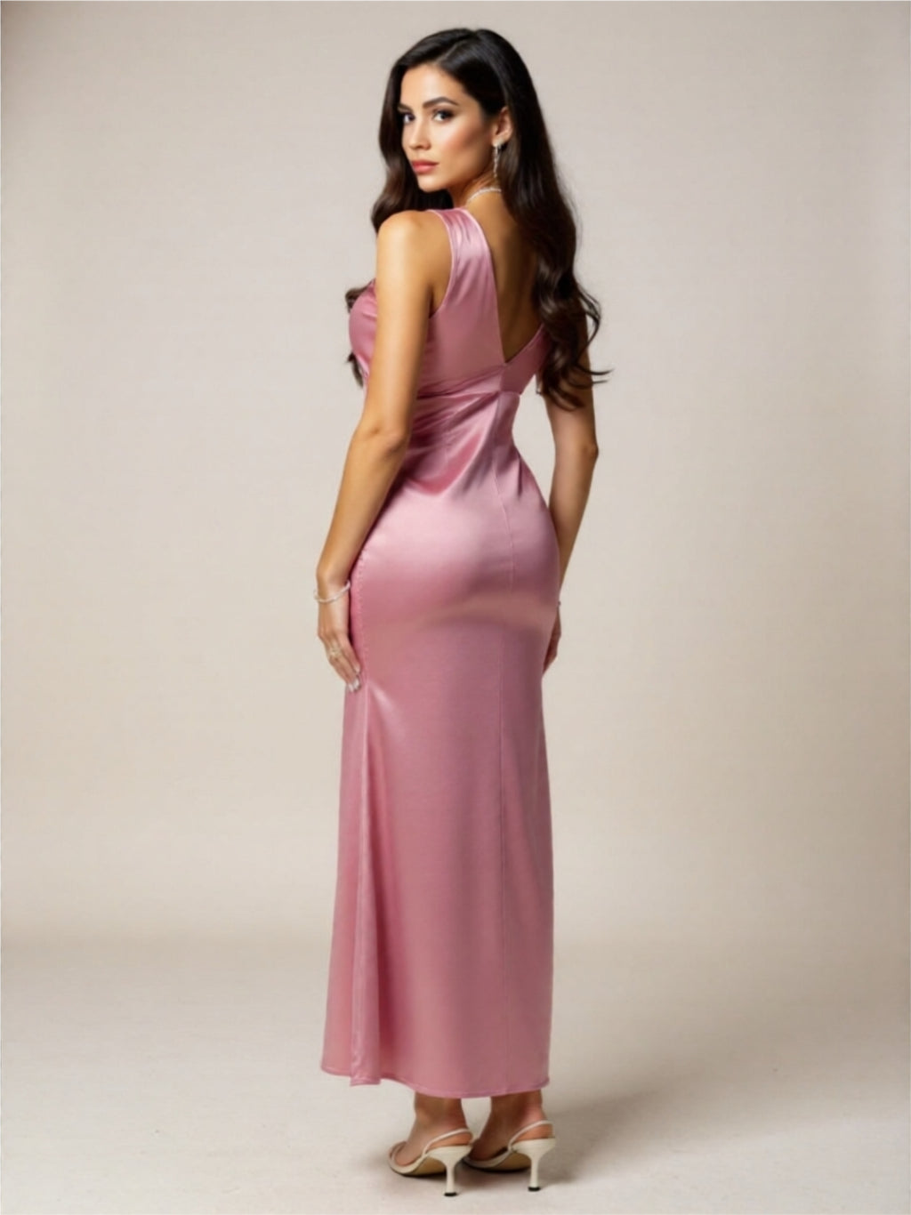 Graceful Satin V-Neck Maxi Dress