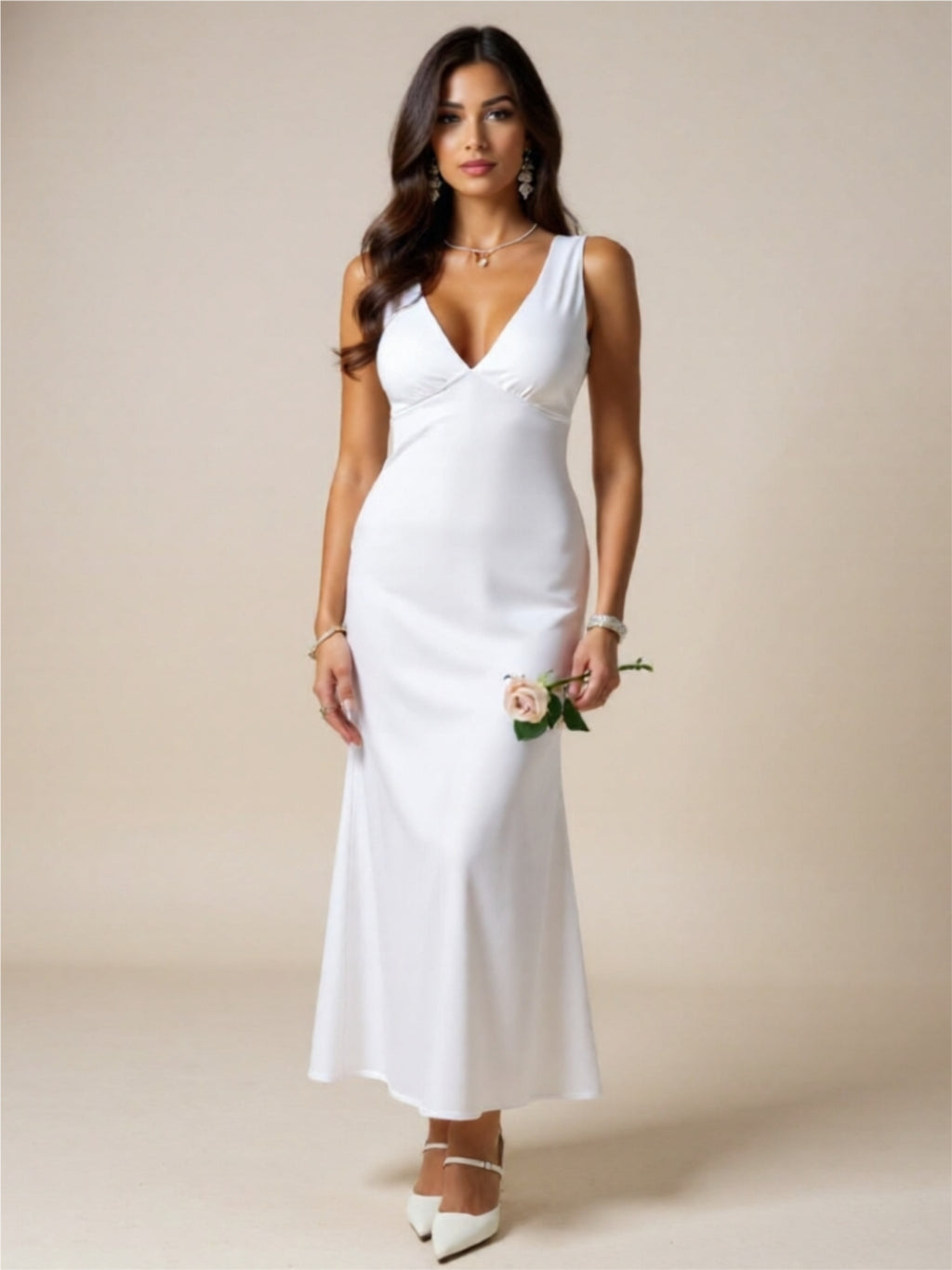 Graceful Satin V-Neck Maxi Dress
