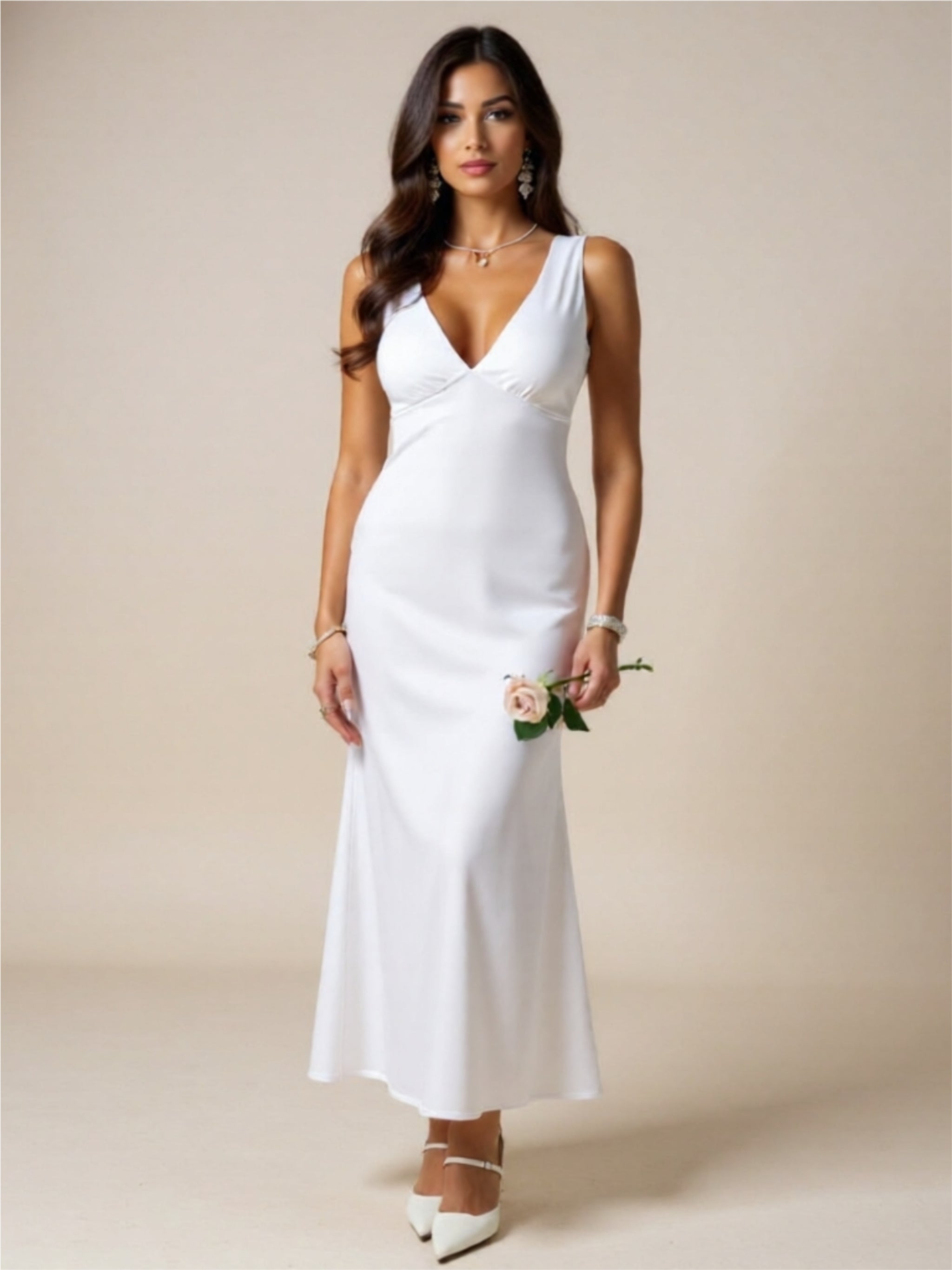 Graceful Satin V-Neck Maxi Dress
