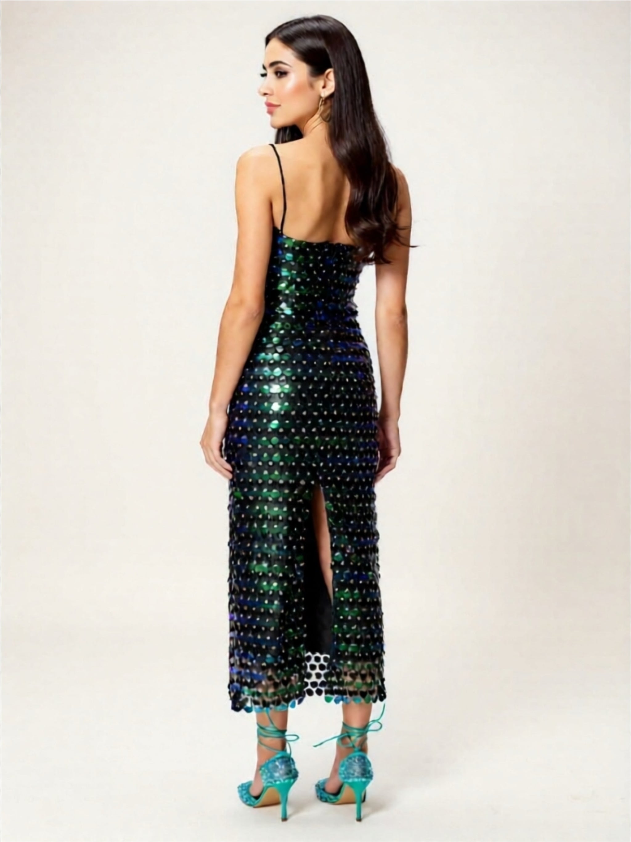 Sexy Sequin Midi Dress – Sparkling Bodycon Party Dress with Spaghetti Straps
