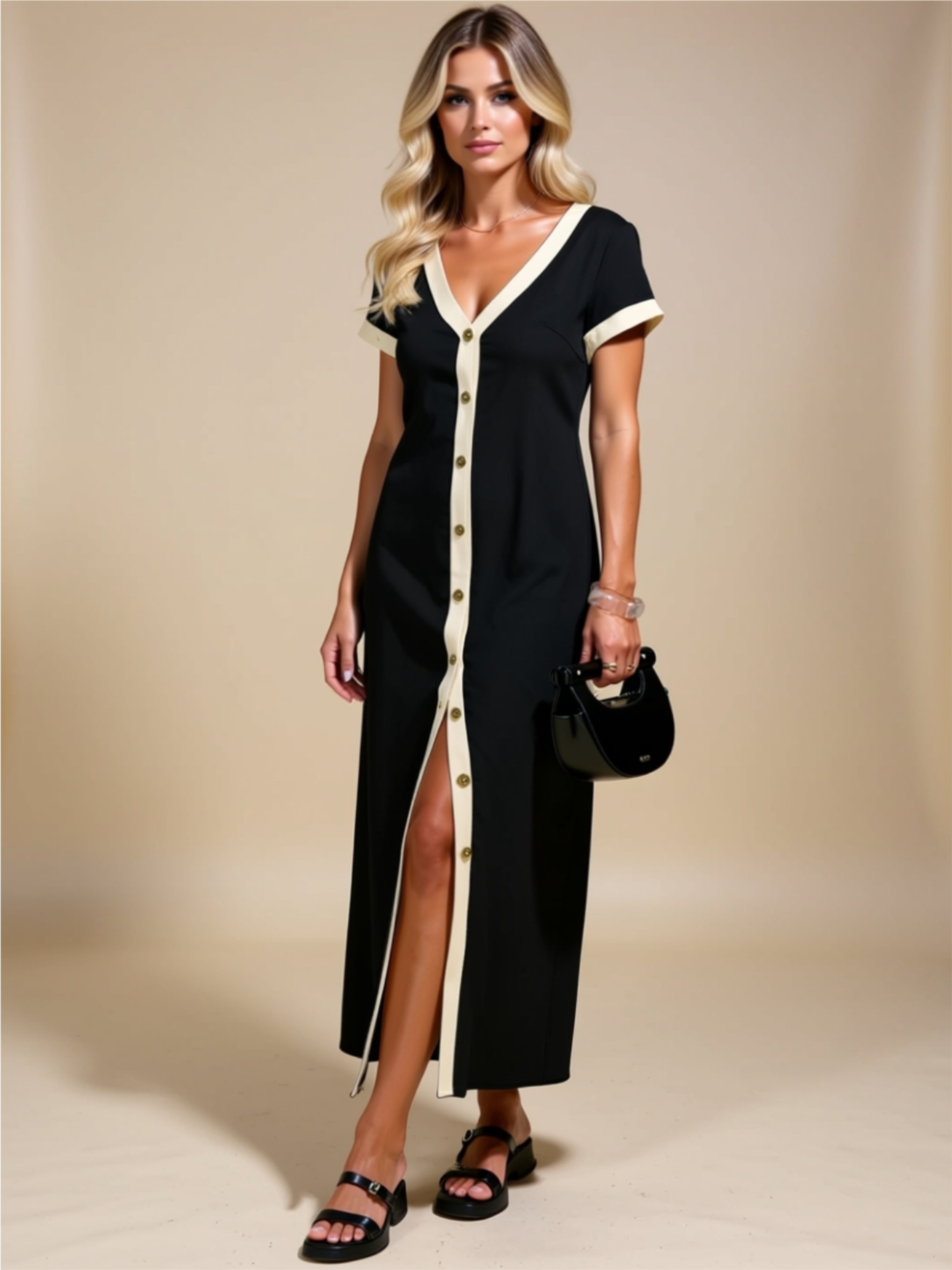 Button Front Maxi Dress