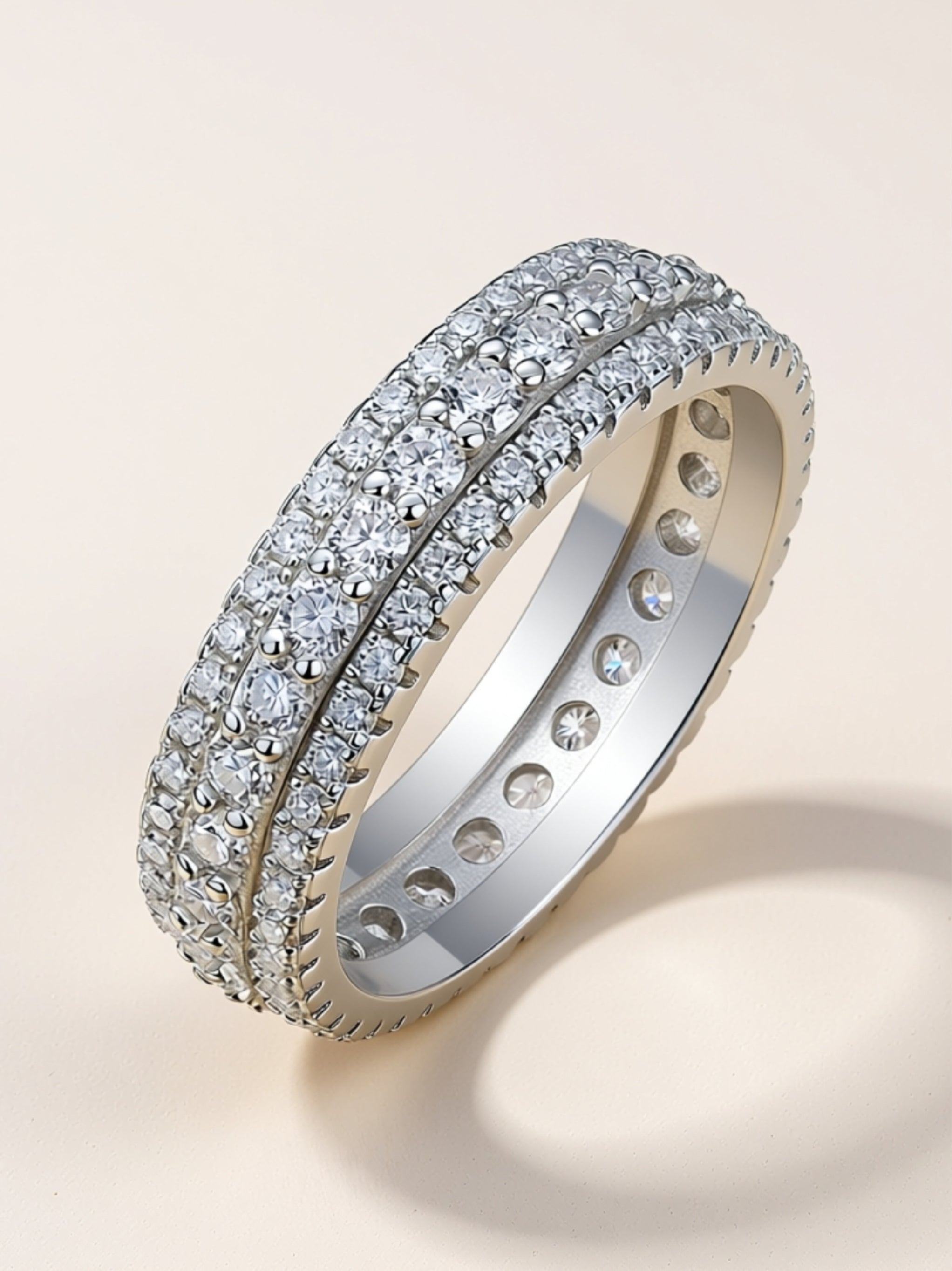 Triple Row Moissanite Eternity Band