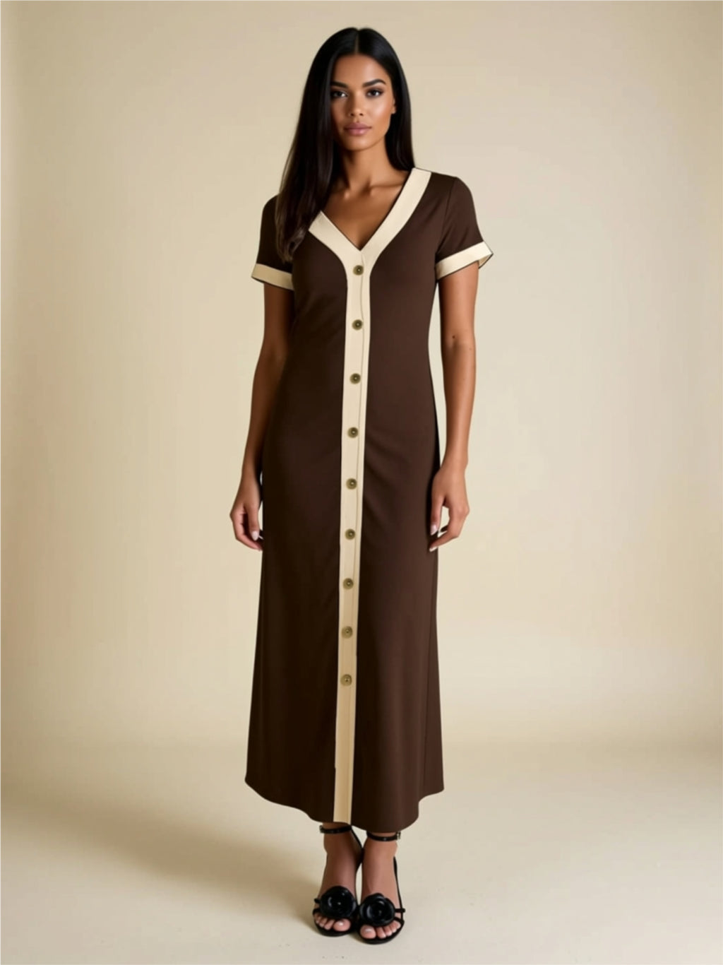 Button Front Maxi Dress