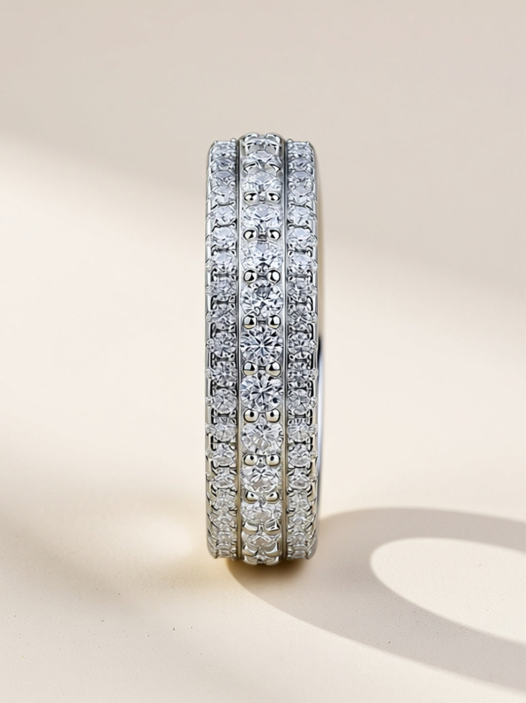 Triple Row Moissanite Eternity Band