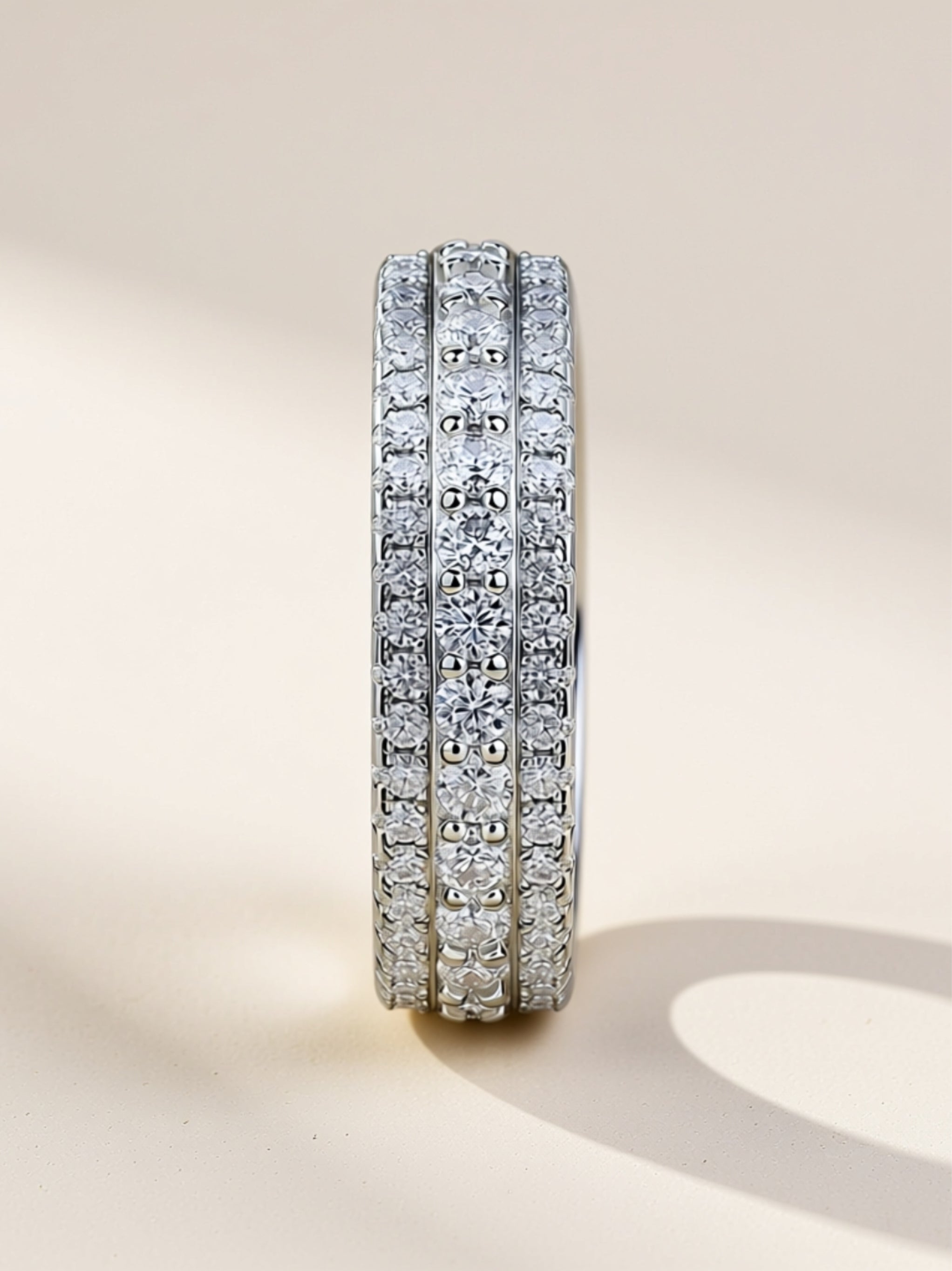 Triple Row Moissanite Eternity Band