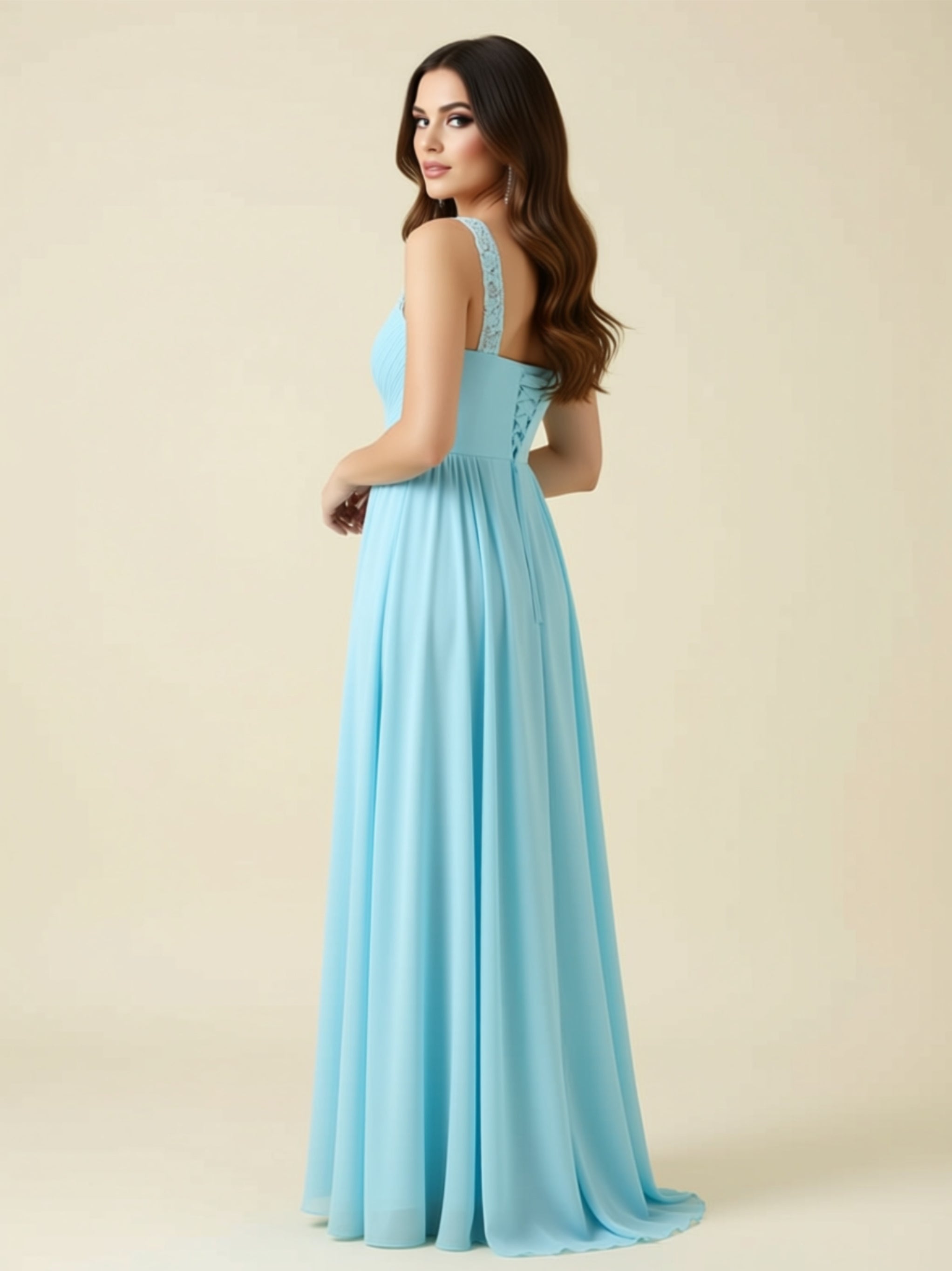 One‑Shoulder Embellished Chiffon Evening Gown