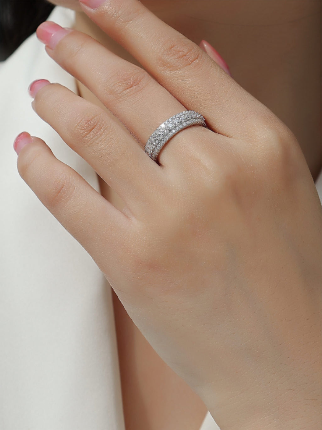 Triple Row Moissanite Eternity Band