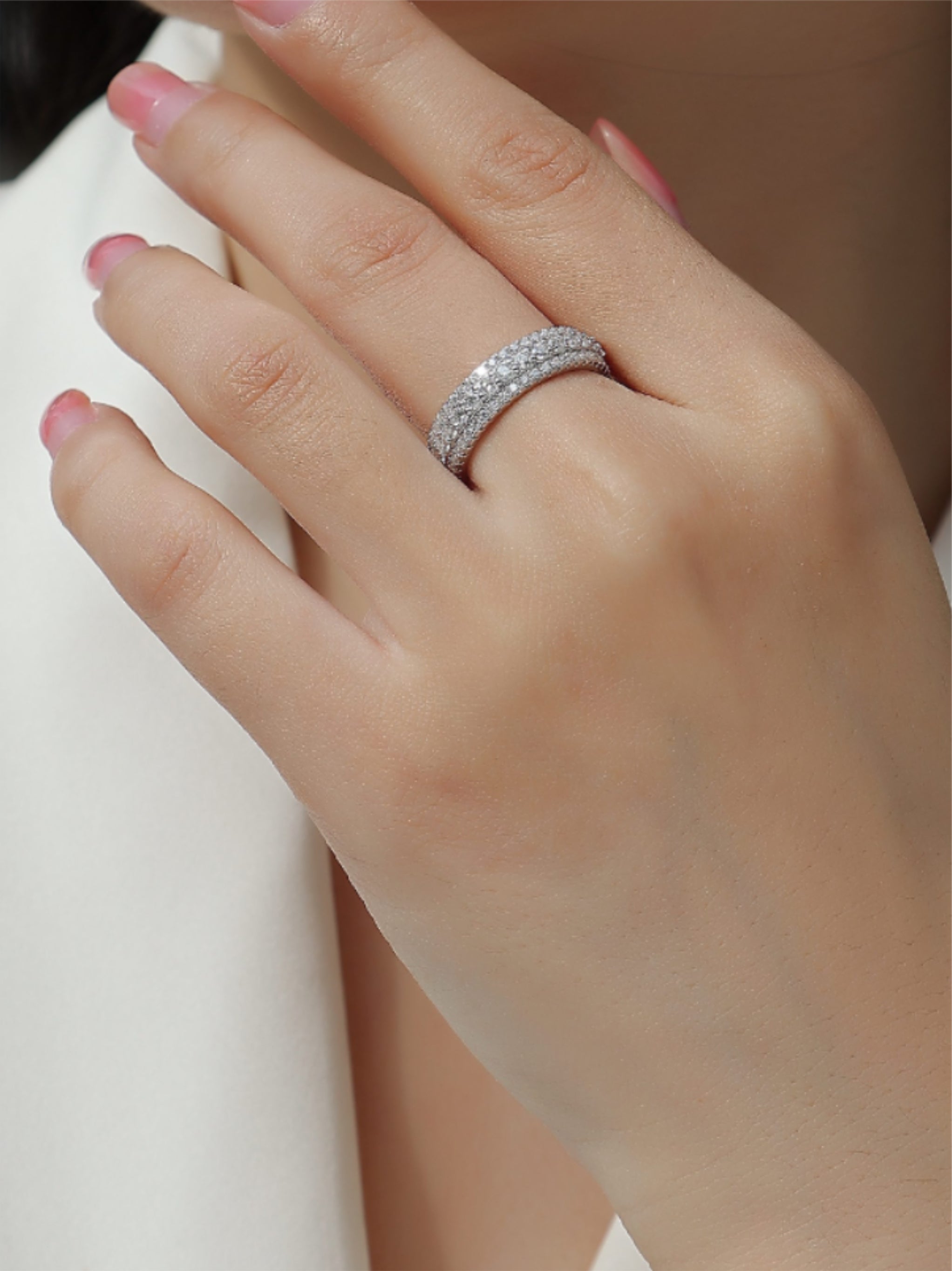 Triple Row Moissanite Eternity Band
