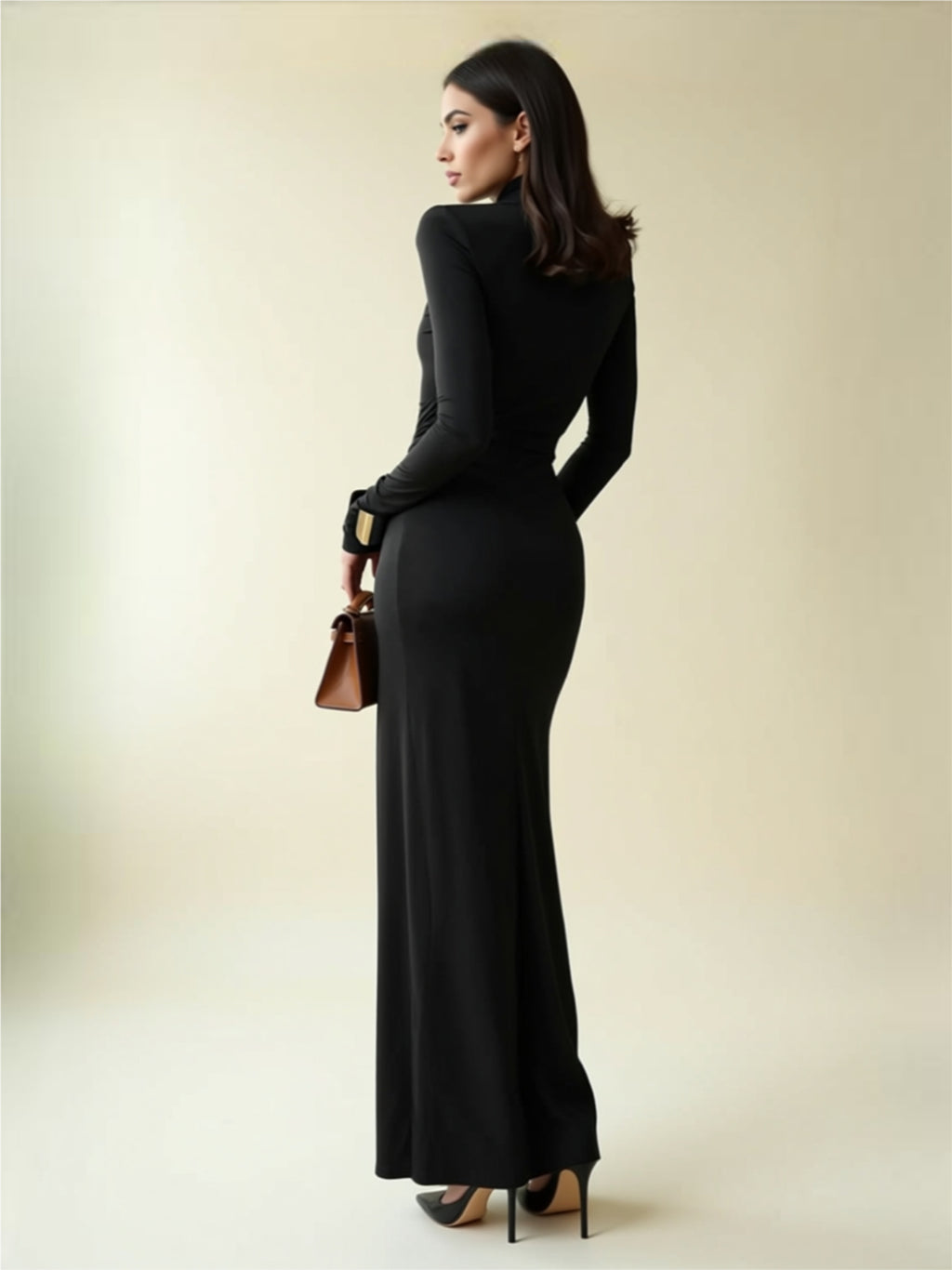 Tied Draped Waist Elegant Evening Gown