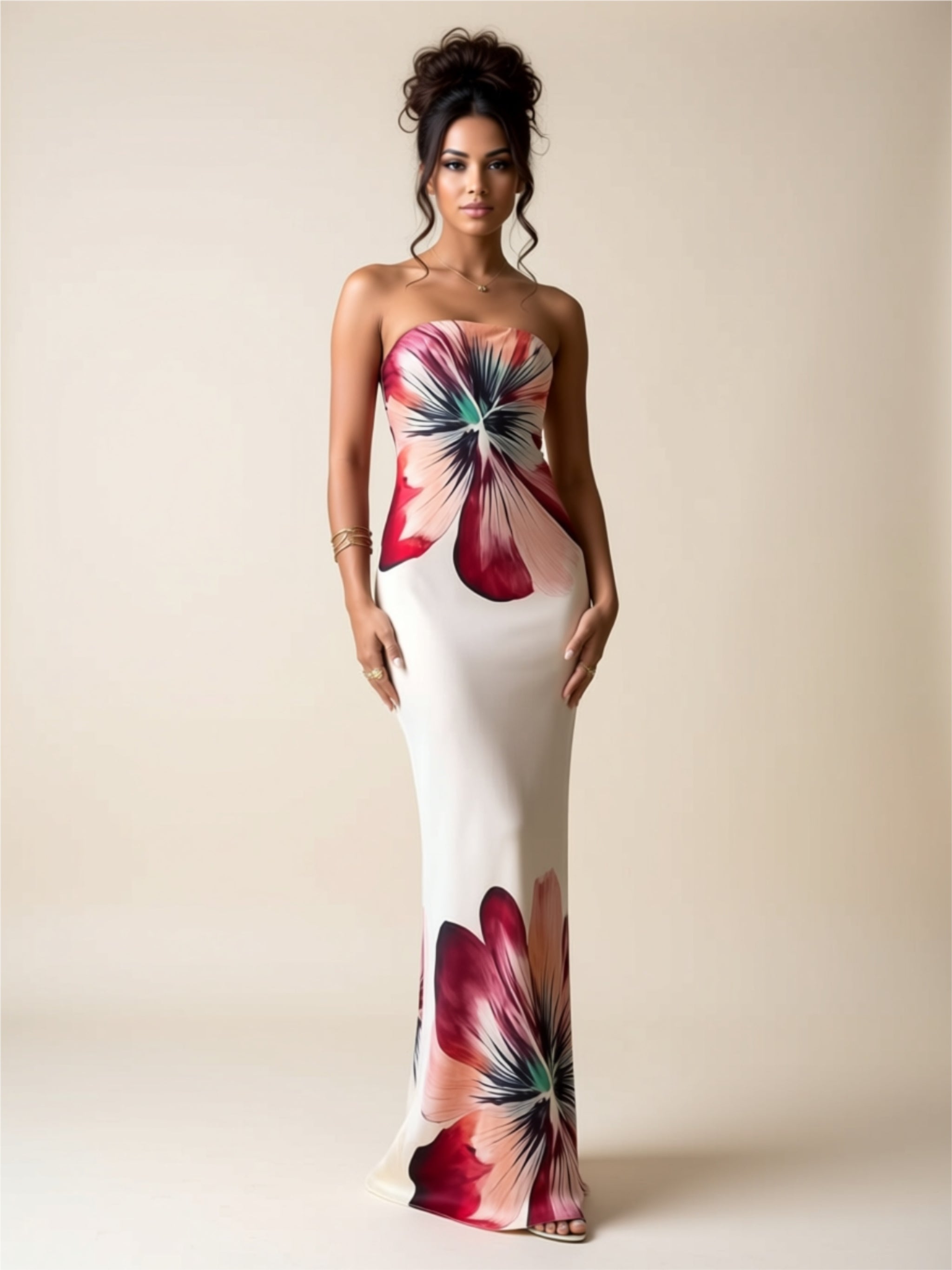 Strapless Floral Maxi Dress