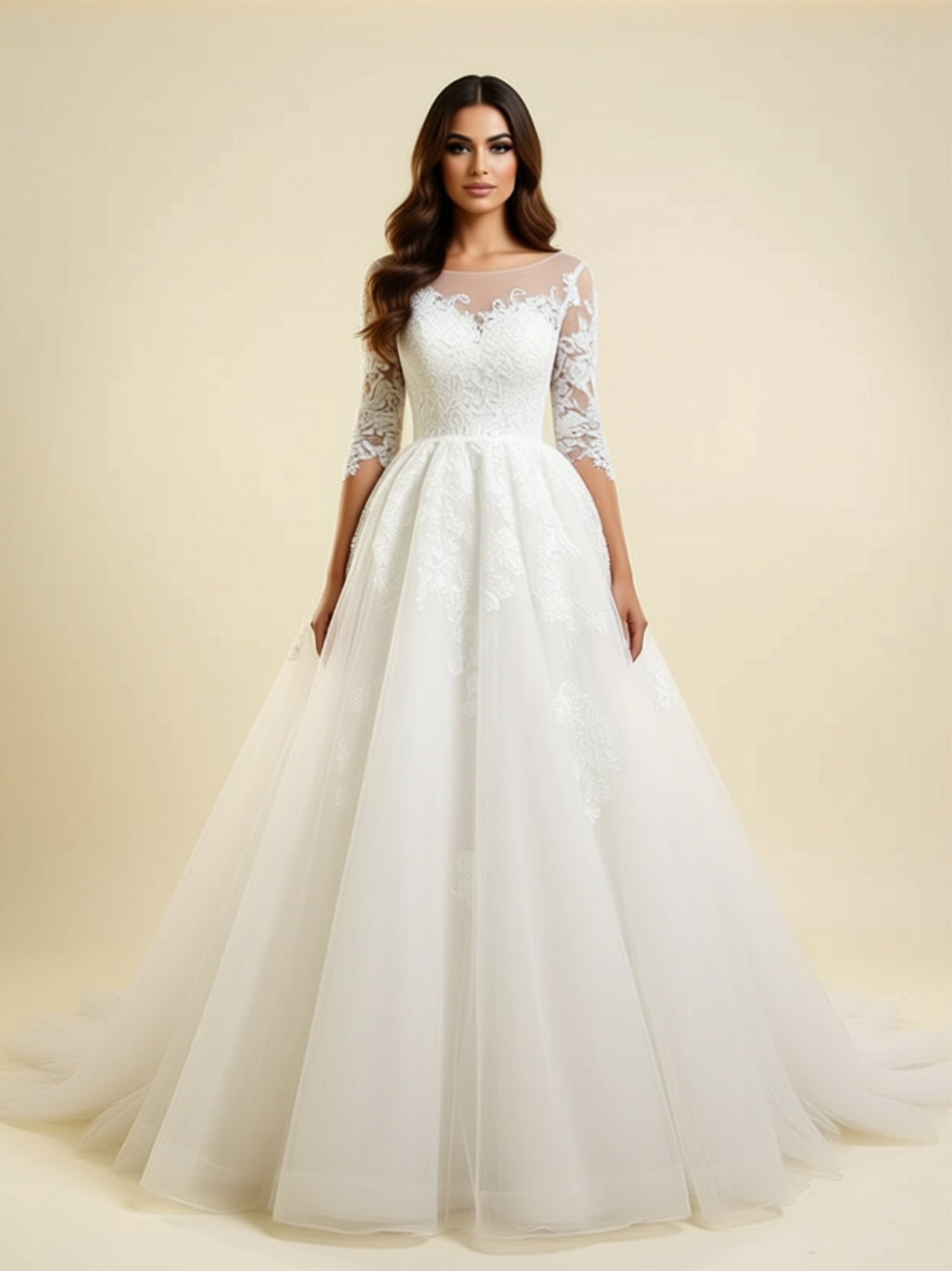 Elegant Lace Ball Gown Wedding Dress