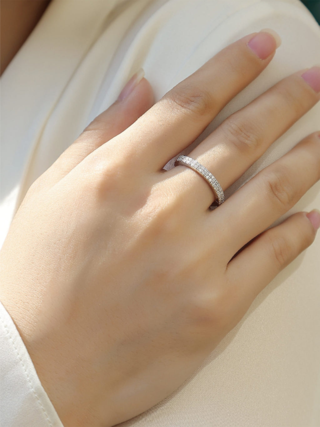 Dainty Moissanite Half‑Eternity Band